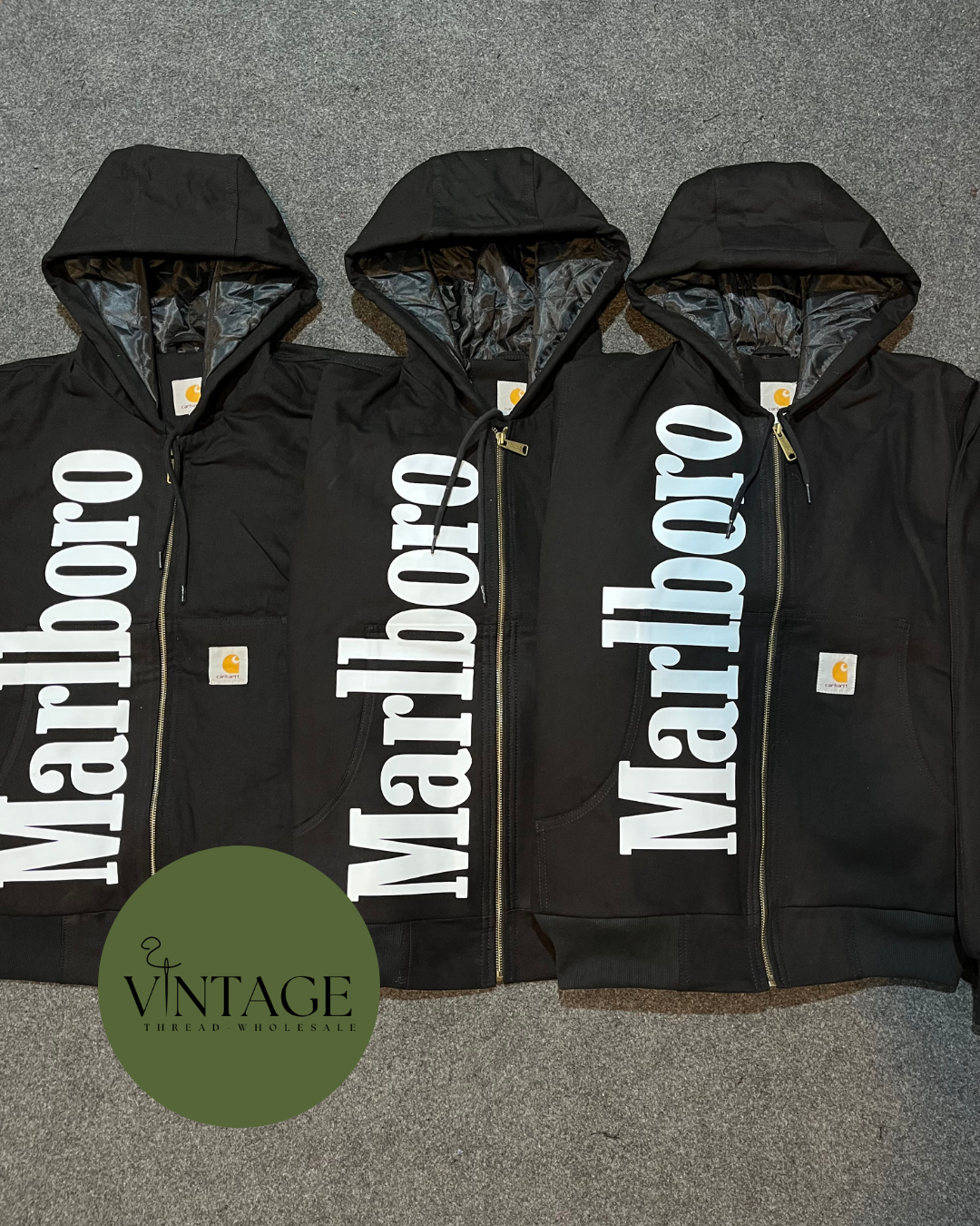 Carhartt x Marlboro Überarbeitungsstil Schwarze aktive Jacke-30-26225