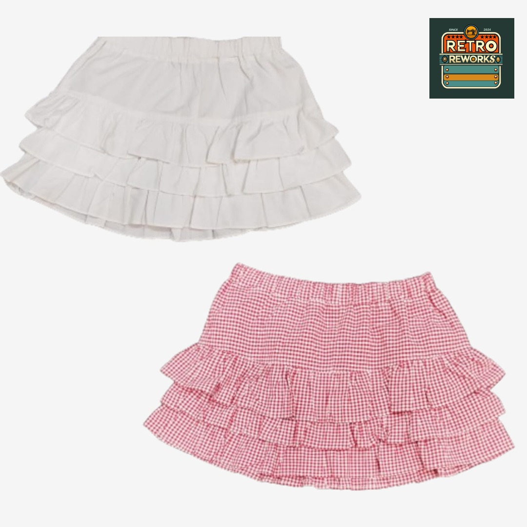 SS25 Upcycled Ruffle Cotton Skirt