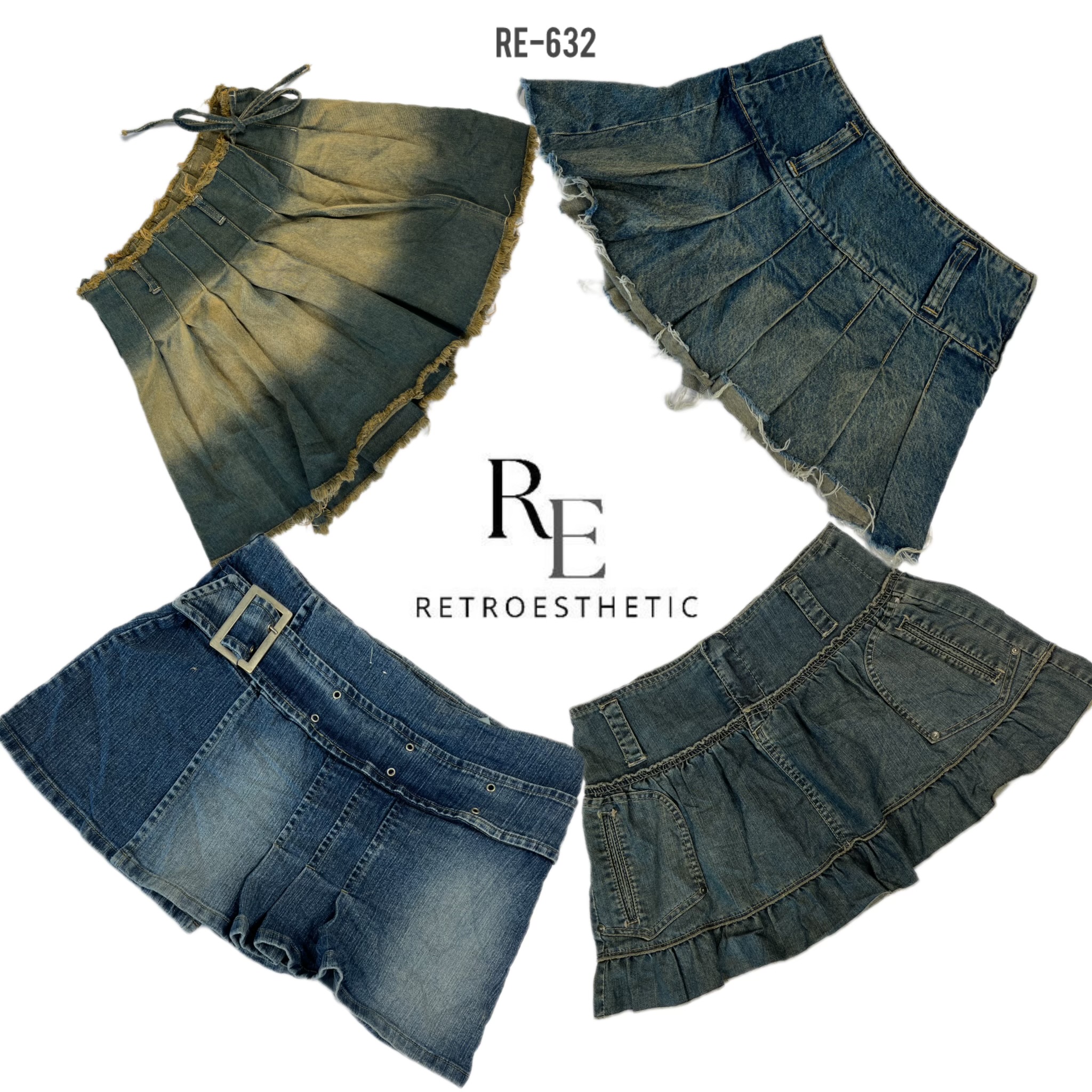 Y2K Retro Style Pleated Mini Skirts (RE-632)