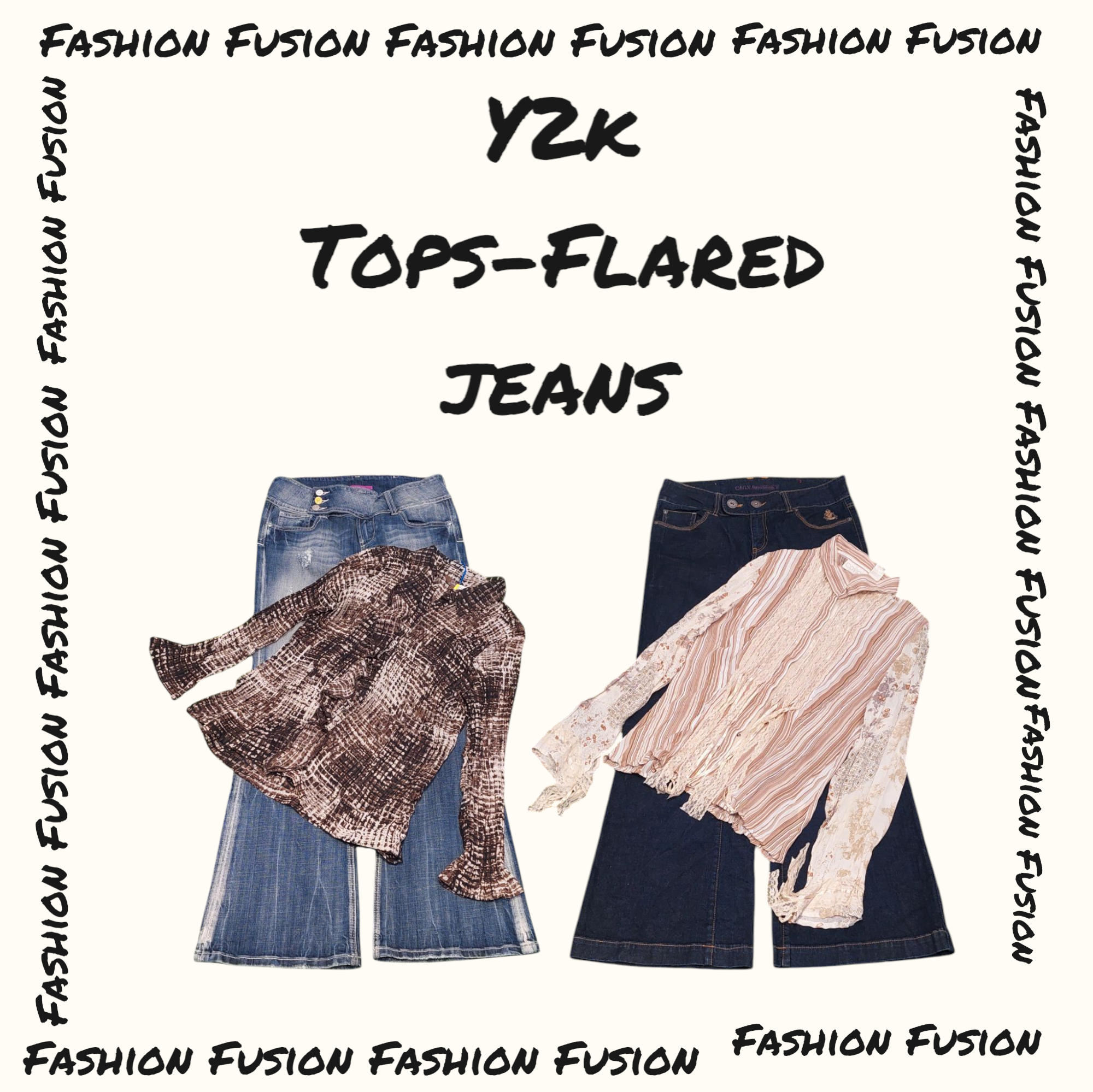 (FF-667) y2k uniques Bundle Jeans-Tops