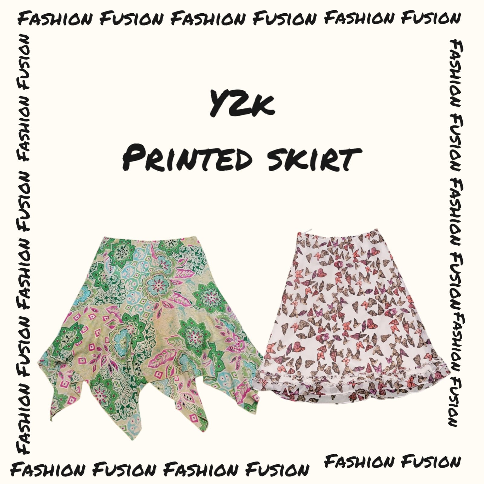 (FF-676) y2k printed skirt