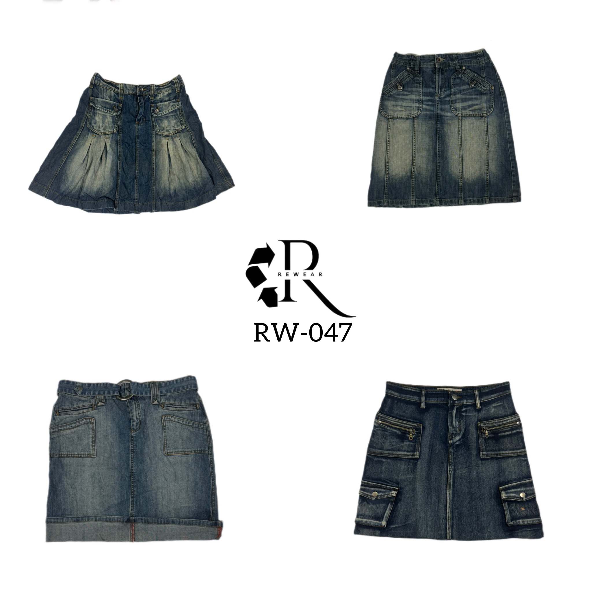 Jupes en denim midi de l'ère Y2K Cyber Girl (RW-047)