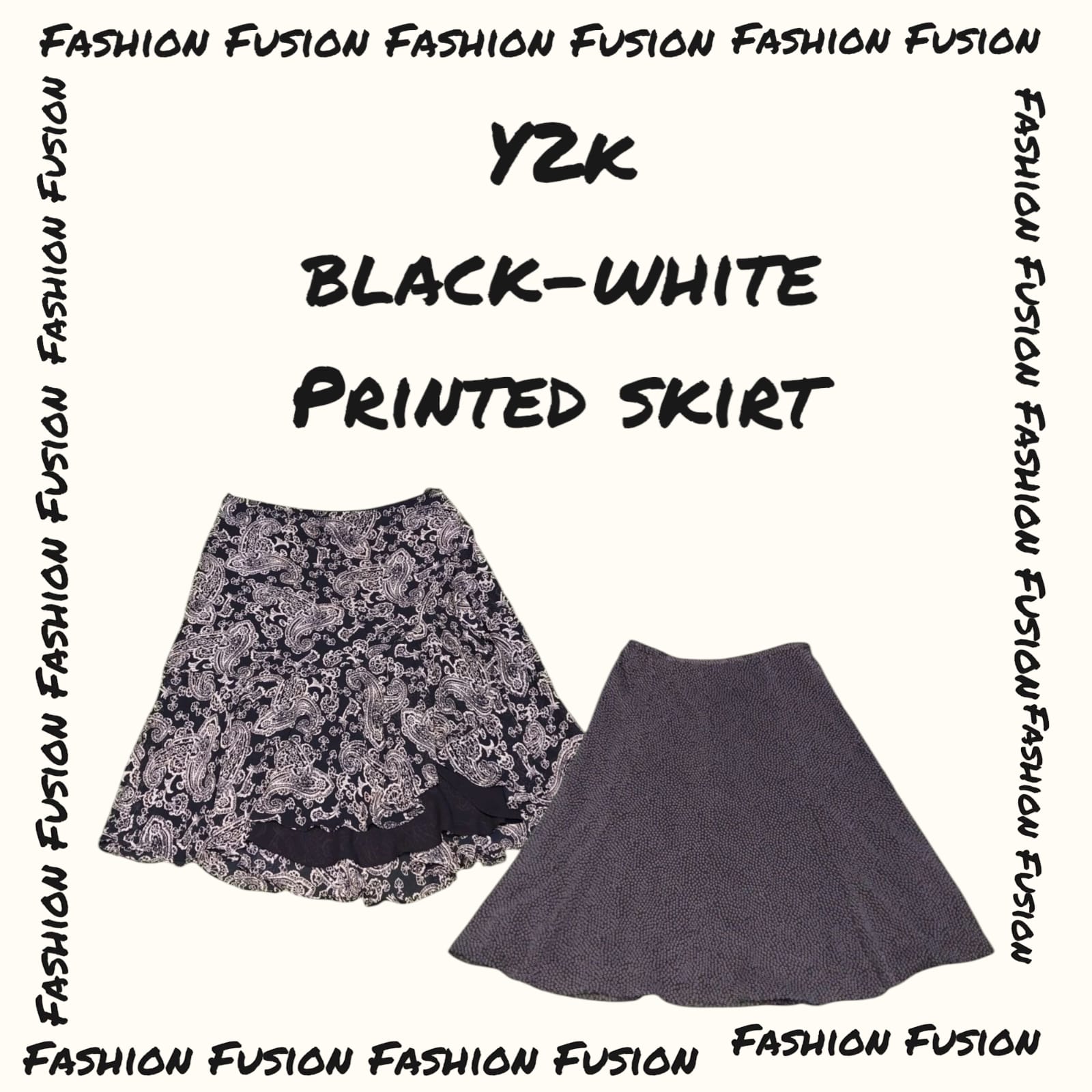 (FF-677) y2k black-white skirt