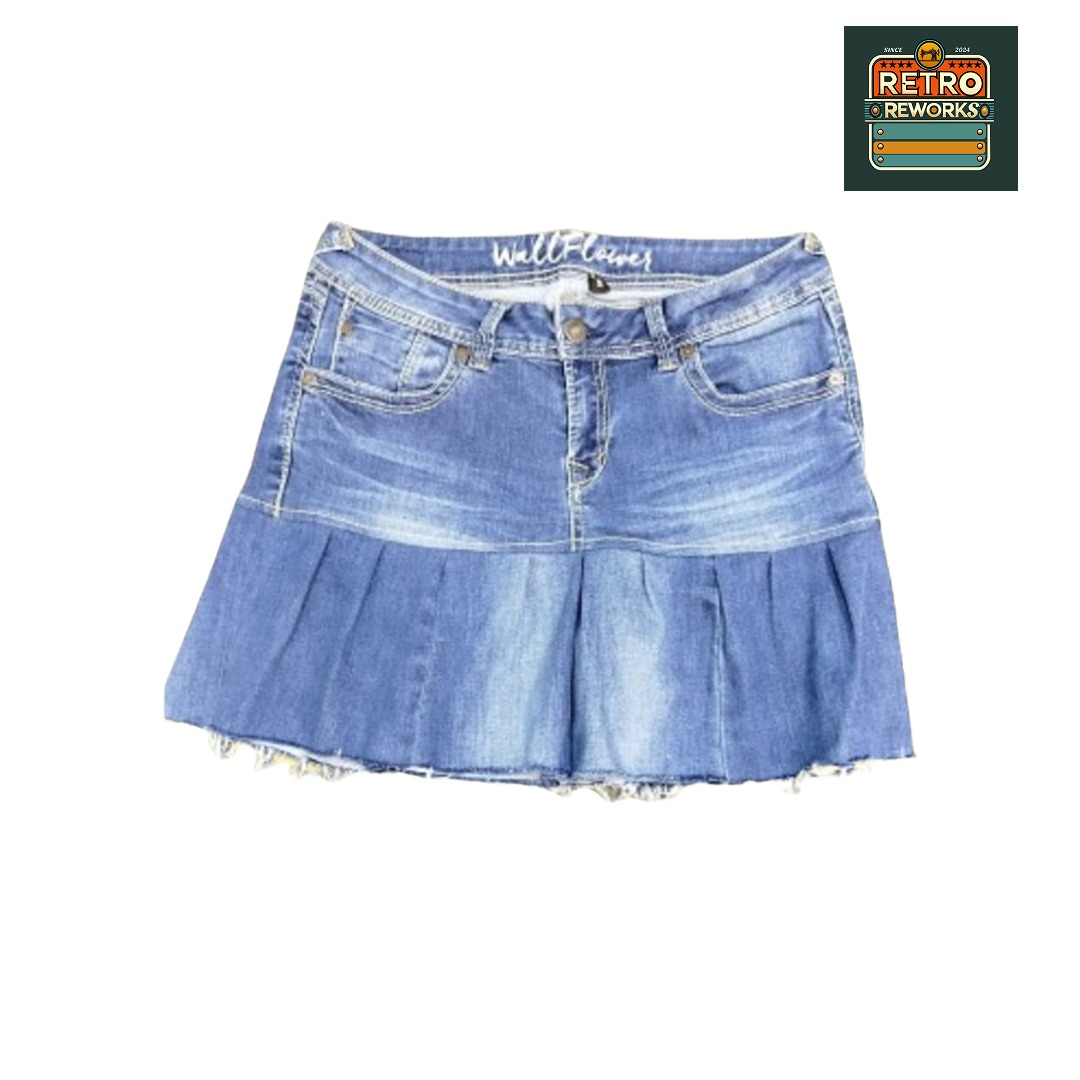 SS25 Reworked Denim Pleated Skirt