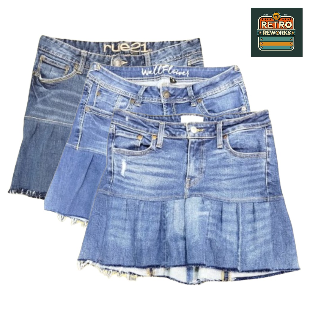 SS25 Reworked Denim Pleated Skirt