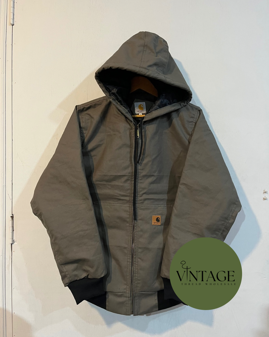 Giacca con cappuccio verde oliva in stile rework Carhartt-15-28225