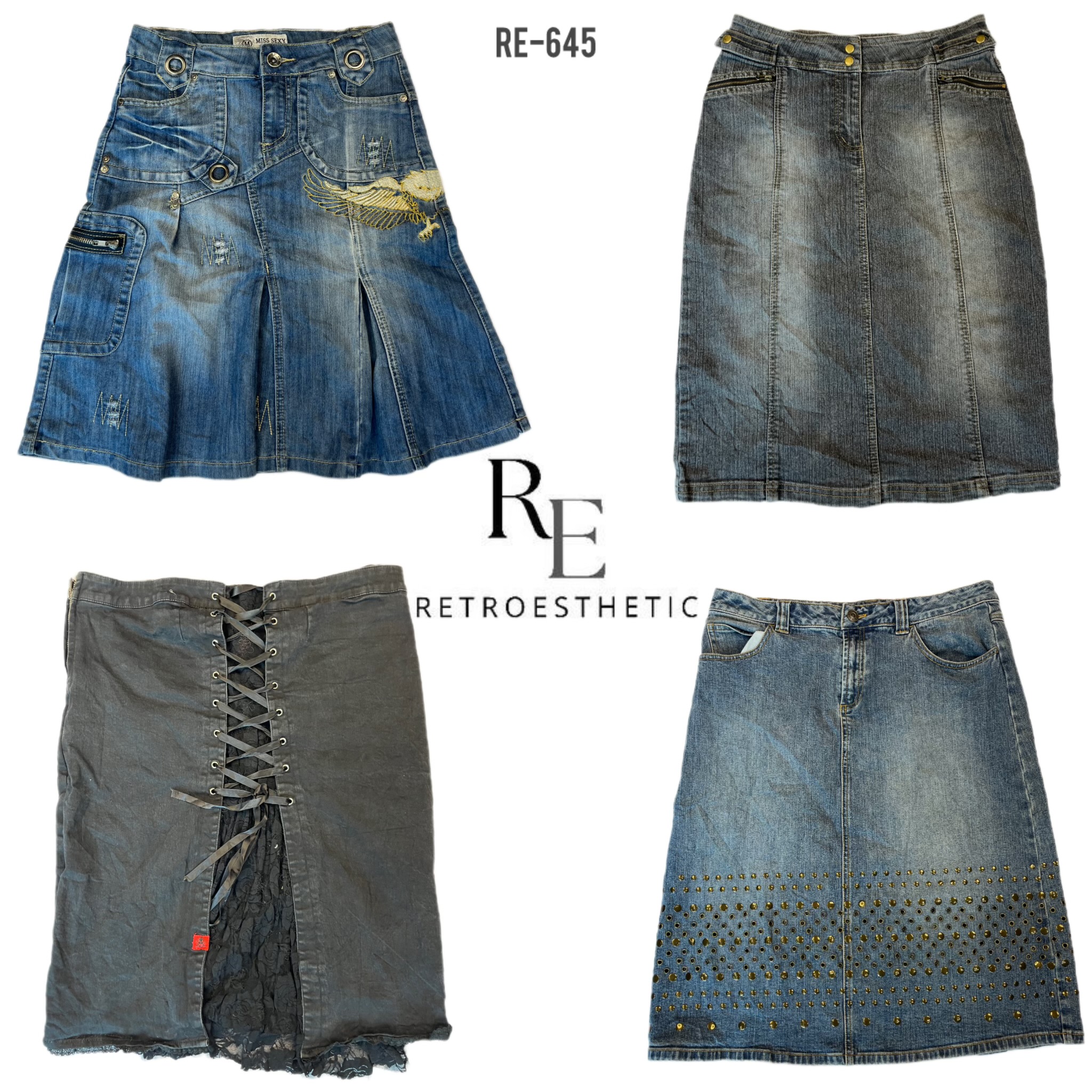 Y2K Britney Era Denim Midi Skirts (RE-645)