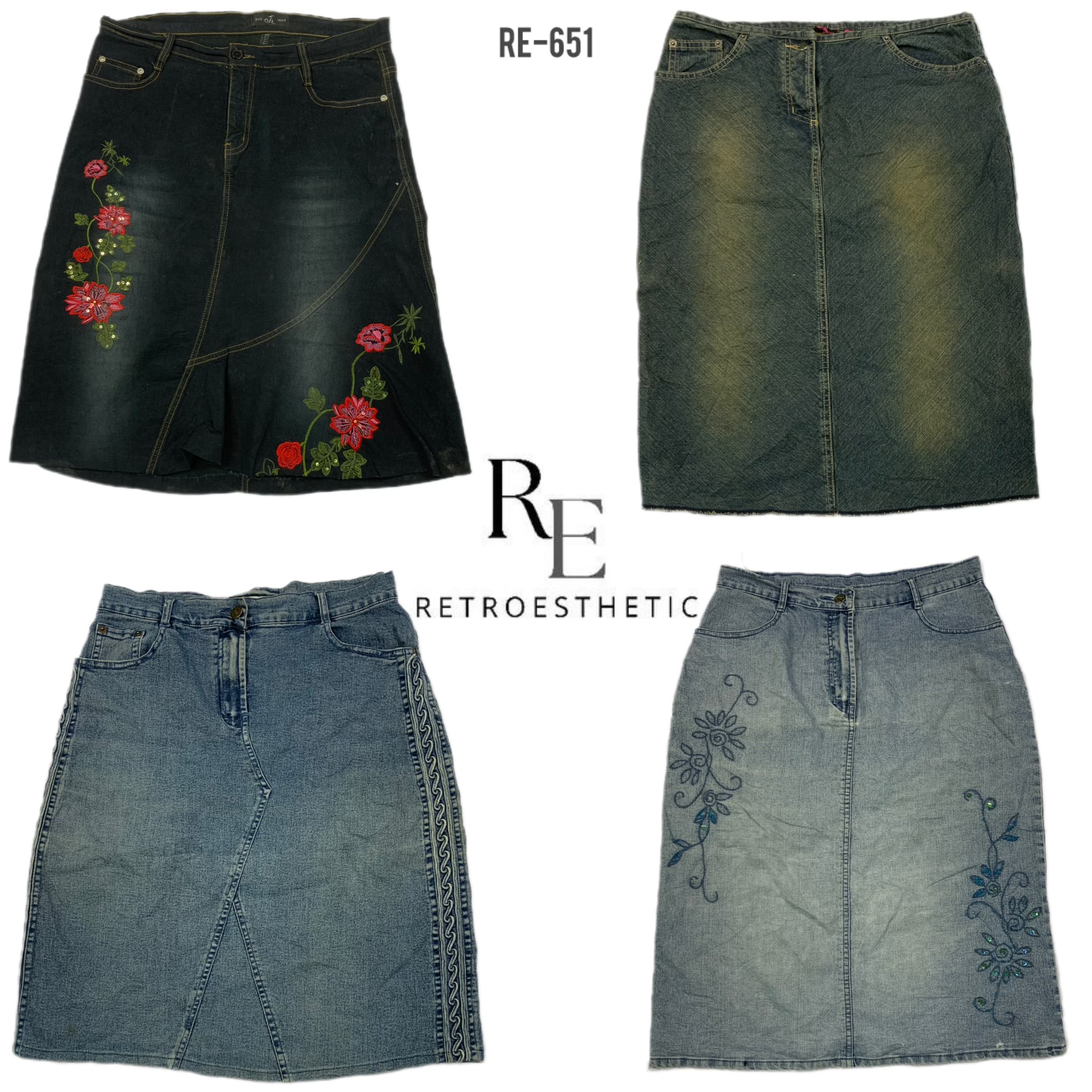 Y2K Unique IT Girl Denim Midi Skirts (RE-651)