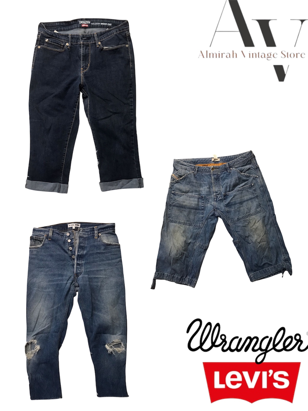 Diesel ,levis,wrangler long shorts