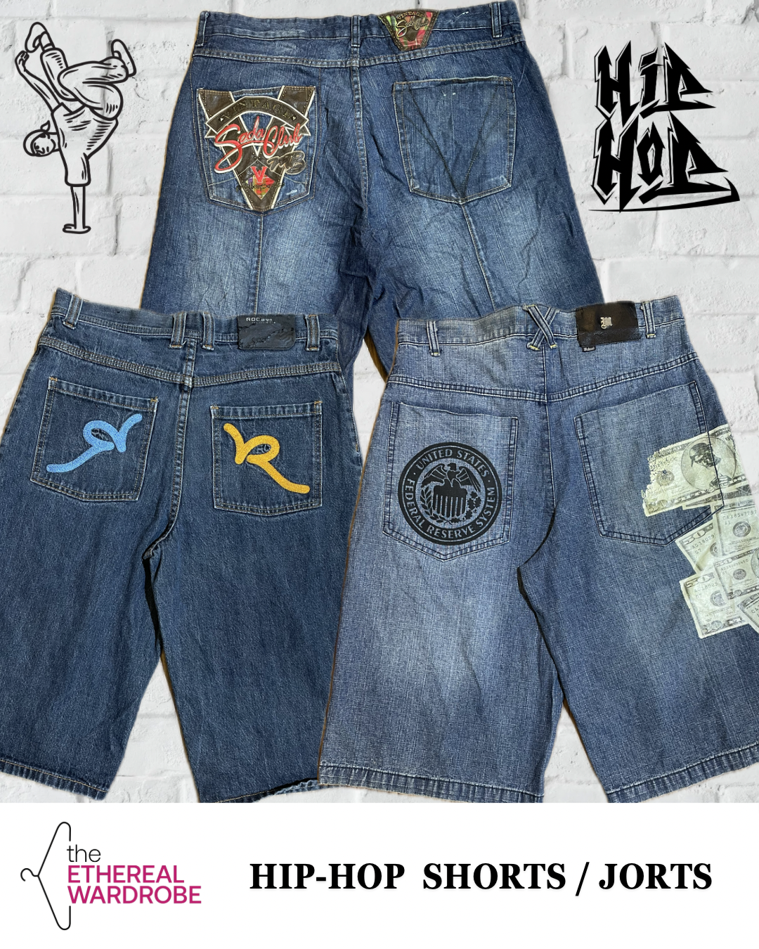 Branded Hiphop Shorts / Jorts including Southpole, Pelle Pelle, Rocawear and others 10pcs