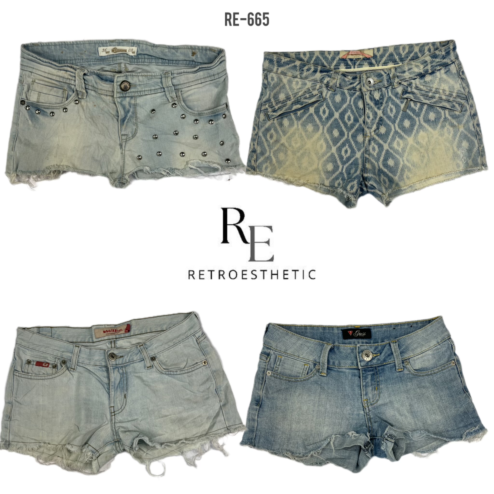 Y2K Denim Mikro Mini Shorts (RE-665)