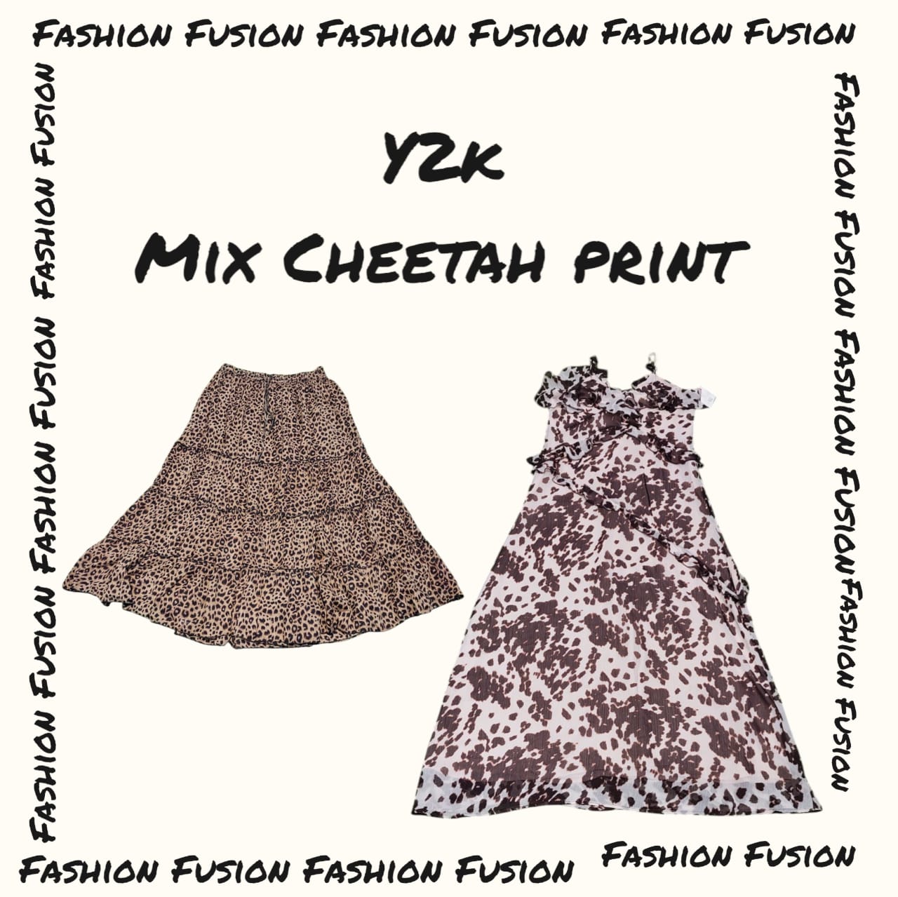 (FF-684) y2k mix Cheetah Print Dress