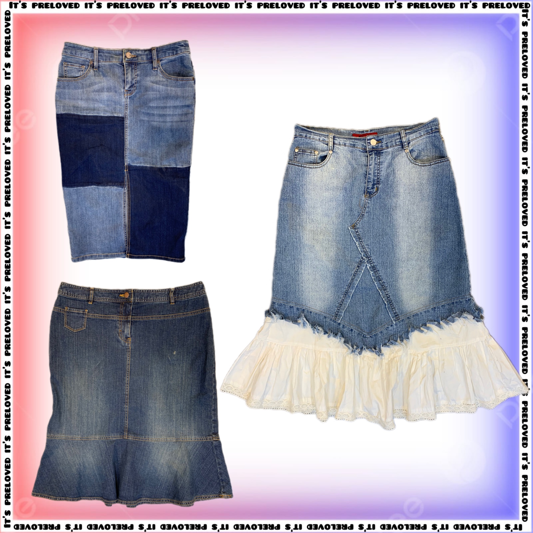 Saia de Denim Misturado (RX-973)