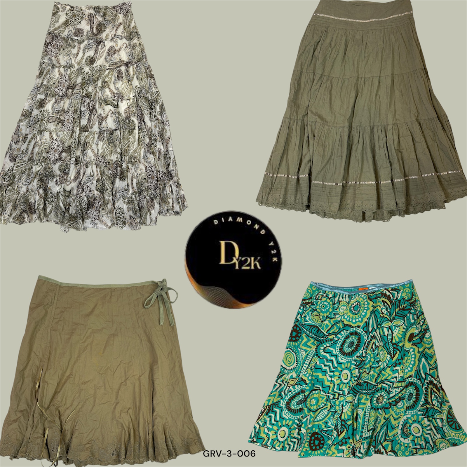 Flowy Green Cotton Skirt – Lightweight & Comfortable (GRV-3-006)