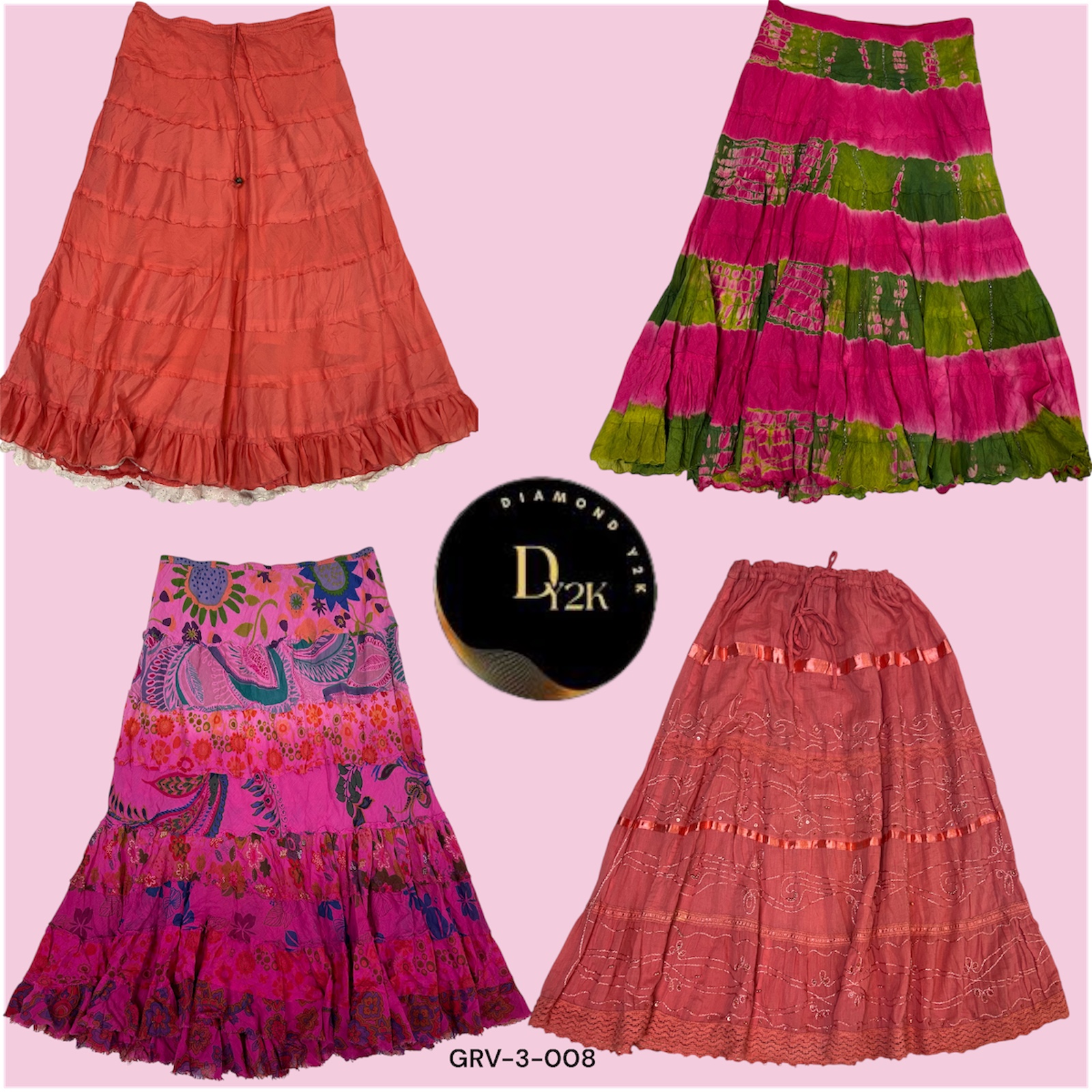 Trendy Pink Cotton Skirt – Perfect for Everyday Wear (GRV-3-008)