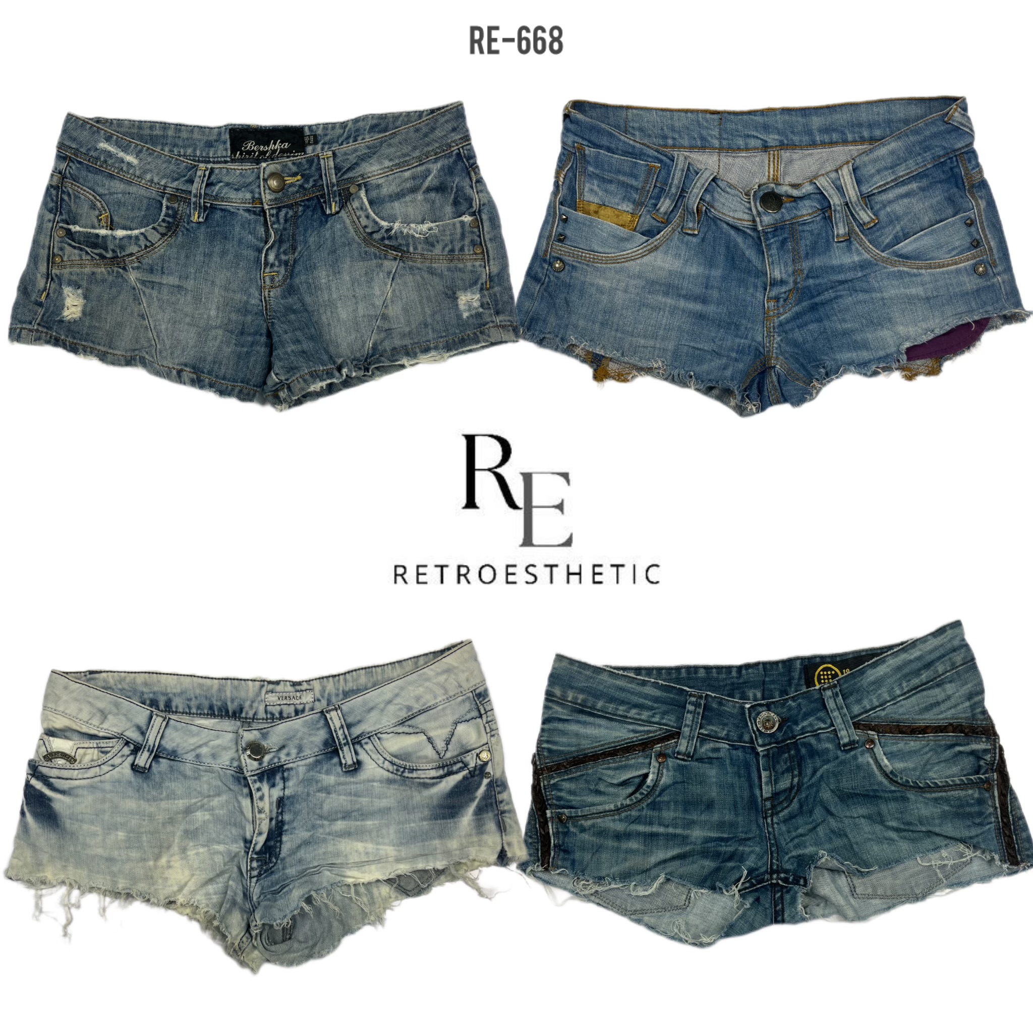 Statements Y2K Denim Micro Mini Shorts (RE-668)