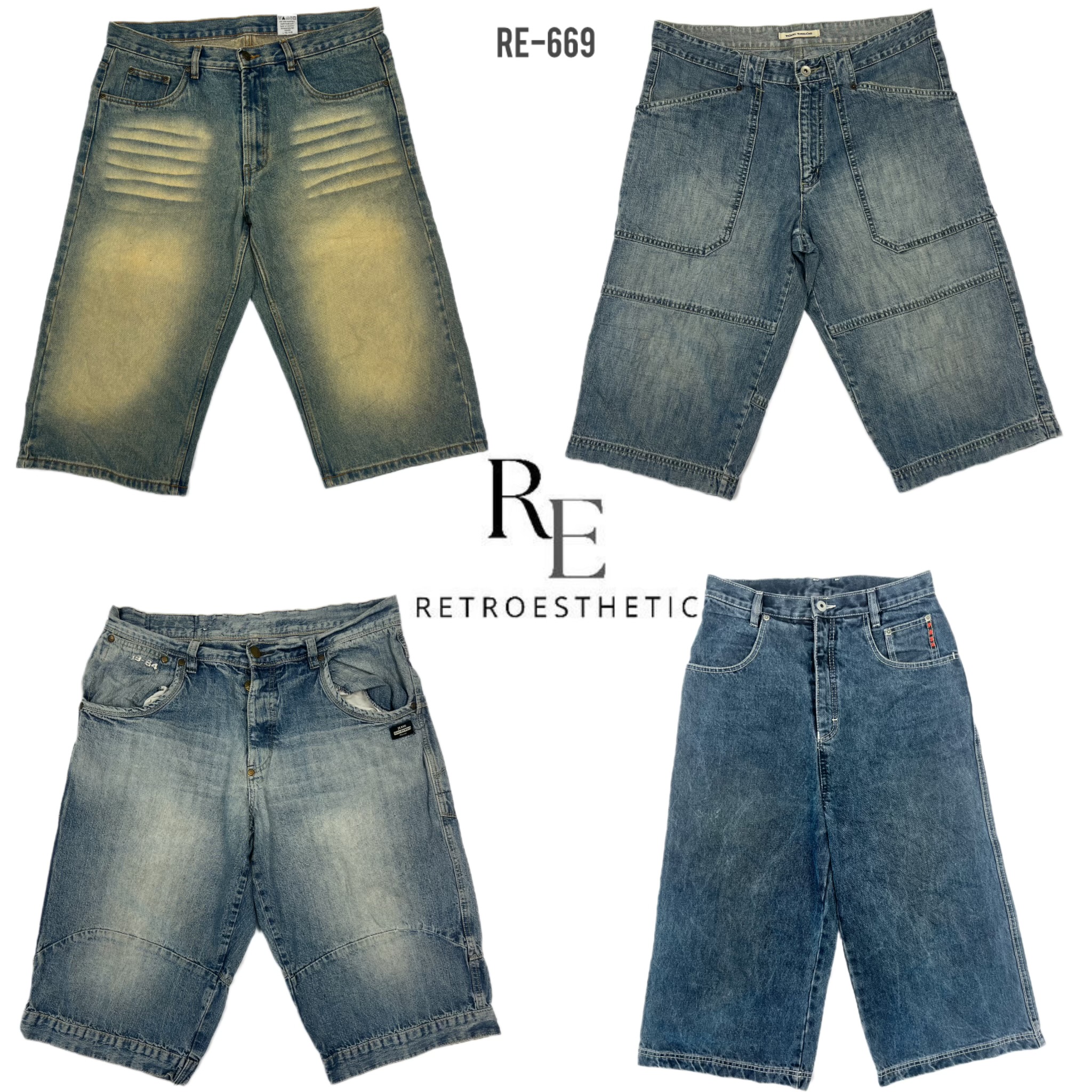 Hip Hop Baggy Denim Jorts Shorts (RE-669)