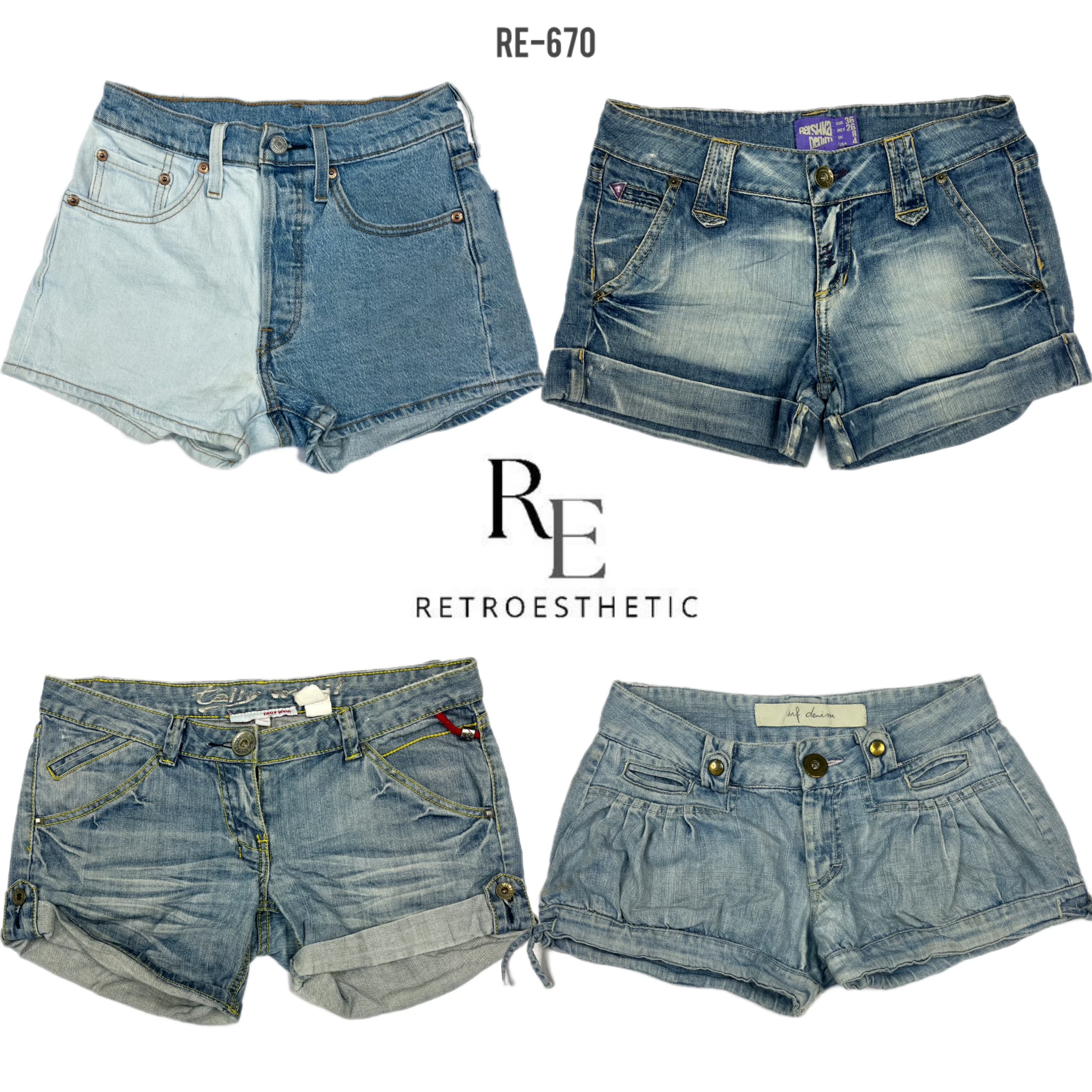 Y2K Retro Stil Denim Shorts (RE-670)