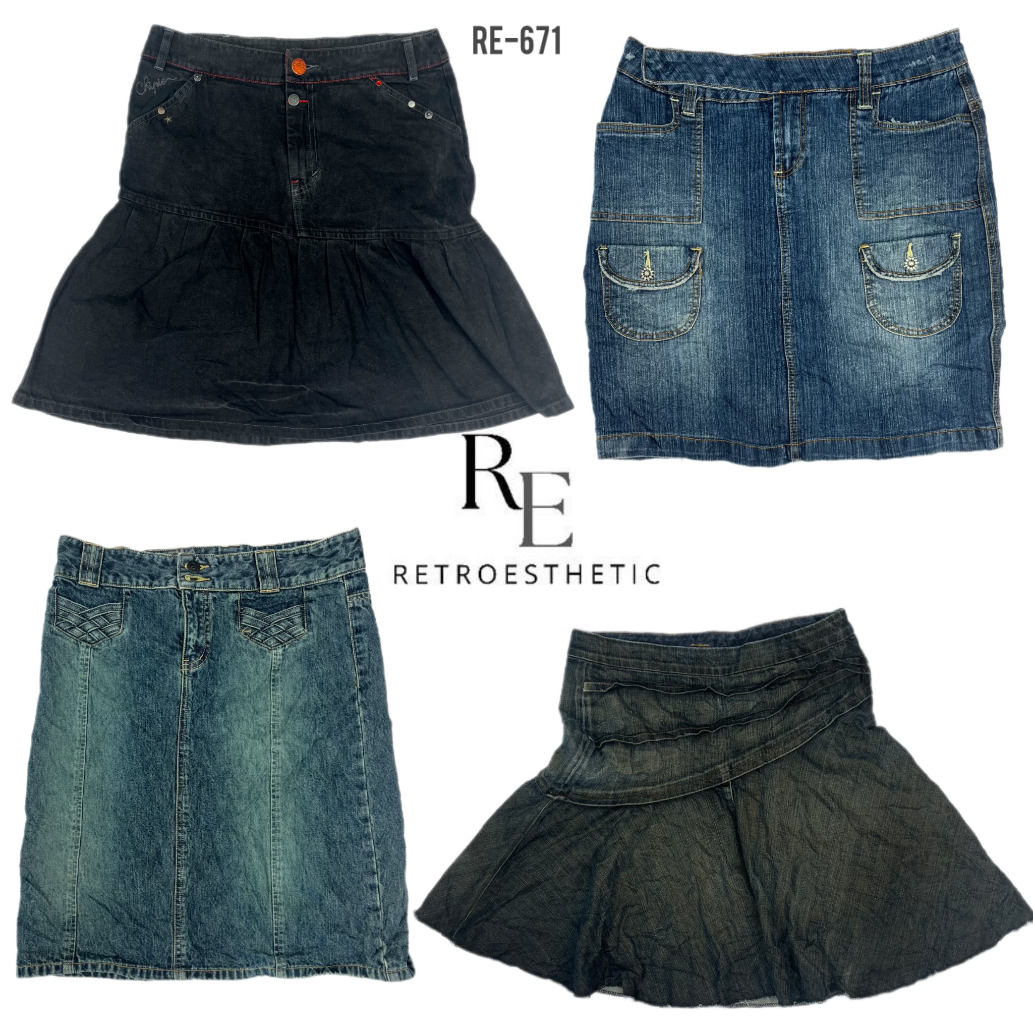 Y2K IT Girl Denim Midi-Röcke (RE-671)