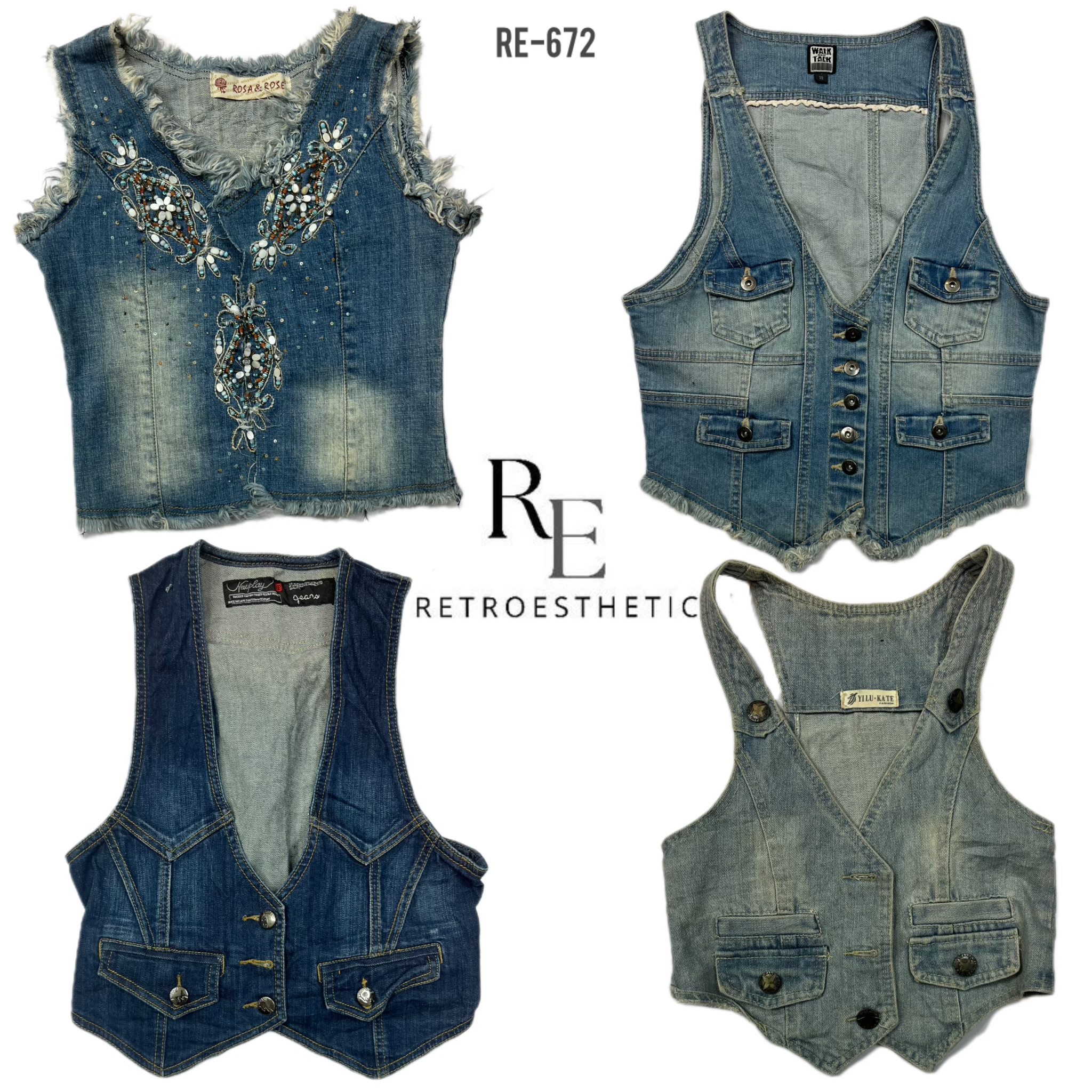 Y2K Gilets en Jean au Style Unique (RE-672)