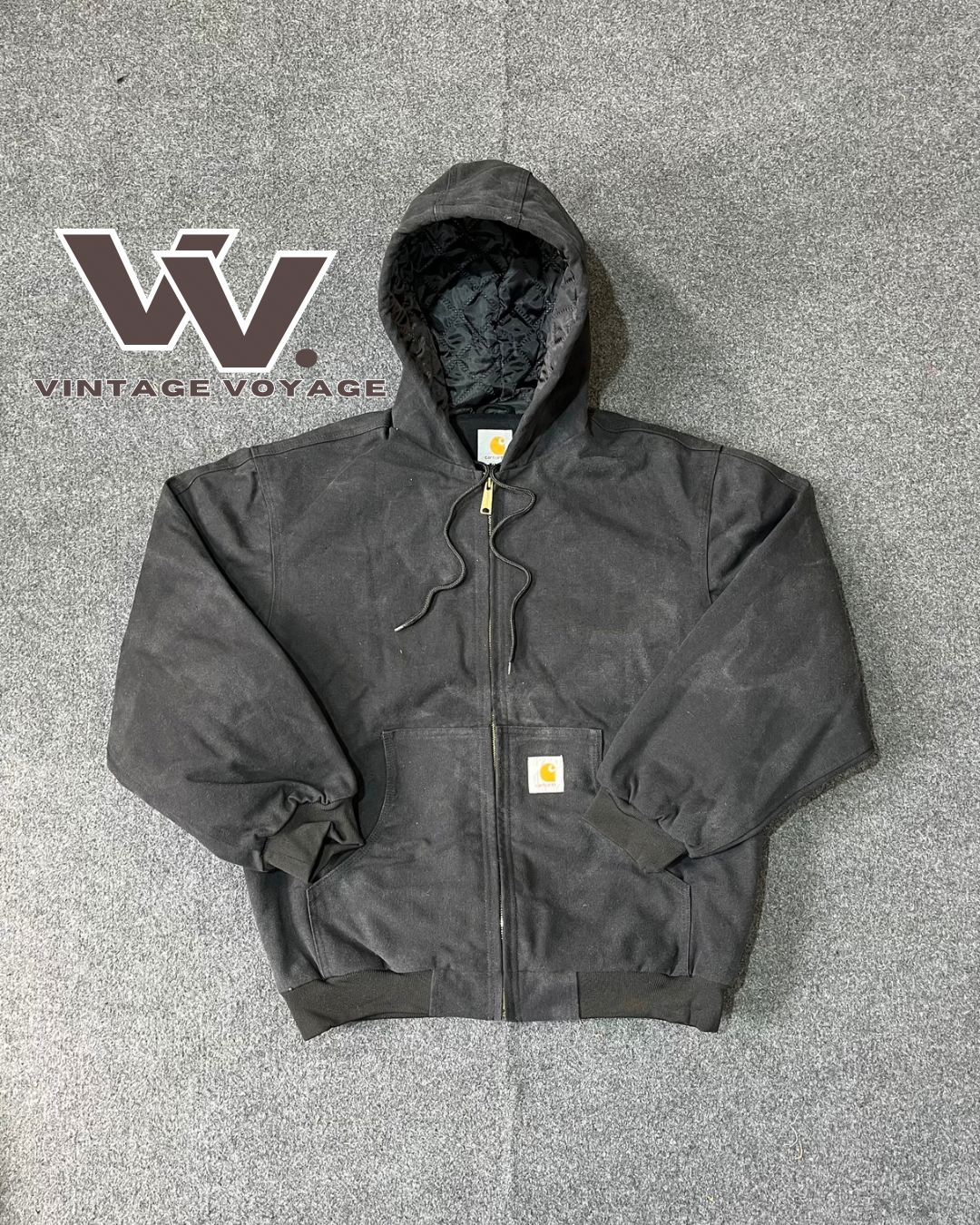 Carhartt Rework Vintage Stil Verblasste Schwarze Aktivjacken - MOQ 15 Stück #3525