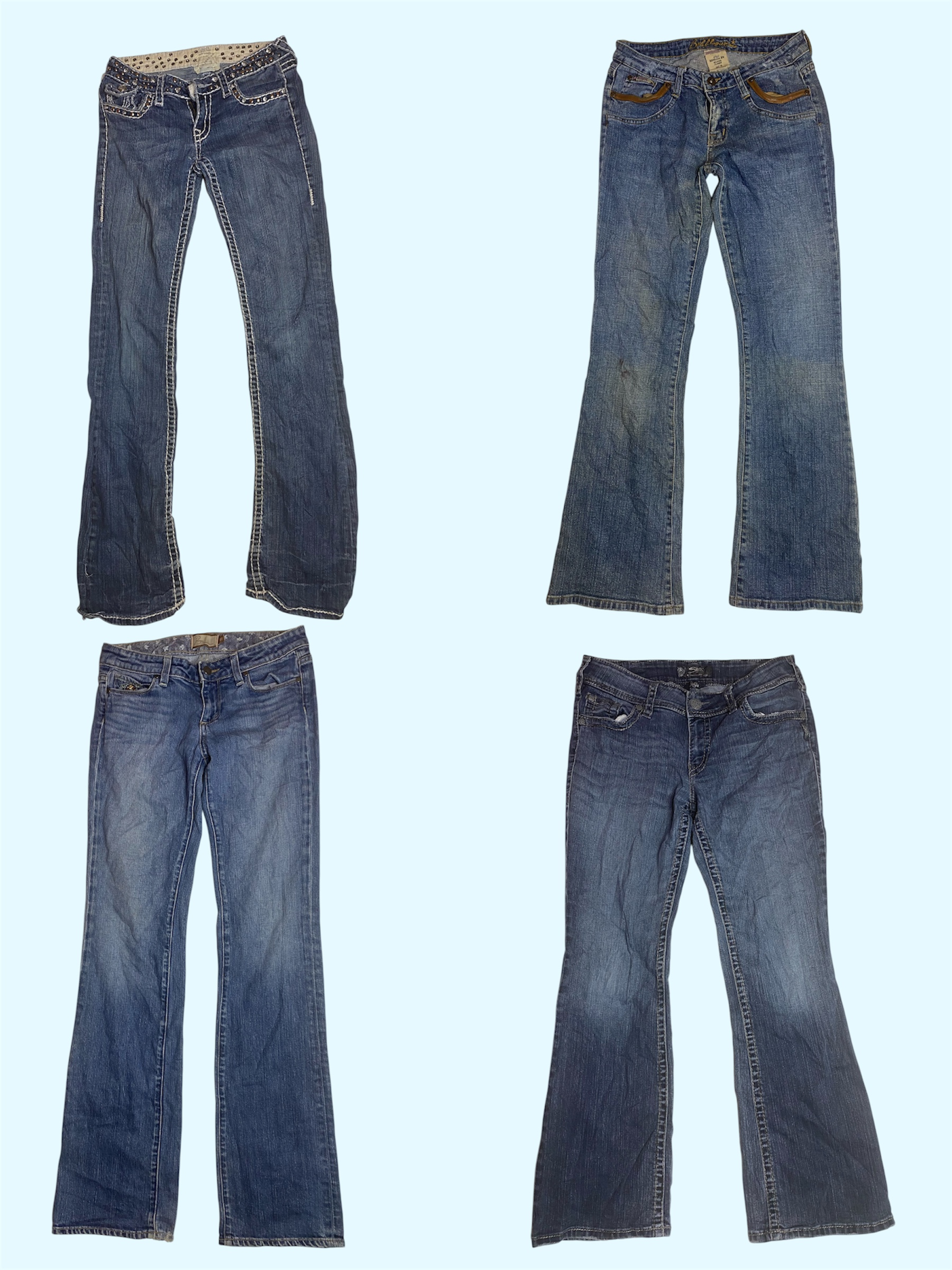 Vibrazioni Denim Y2K: Collezione di Jeans Flared a Vita Bassa Vintage (TS-369)