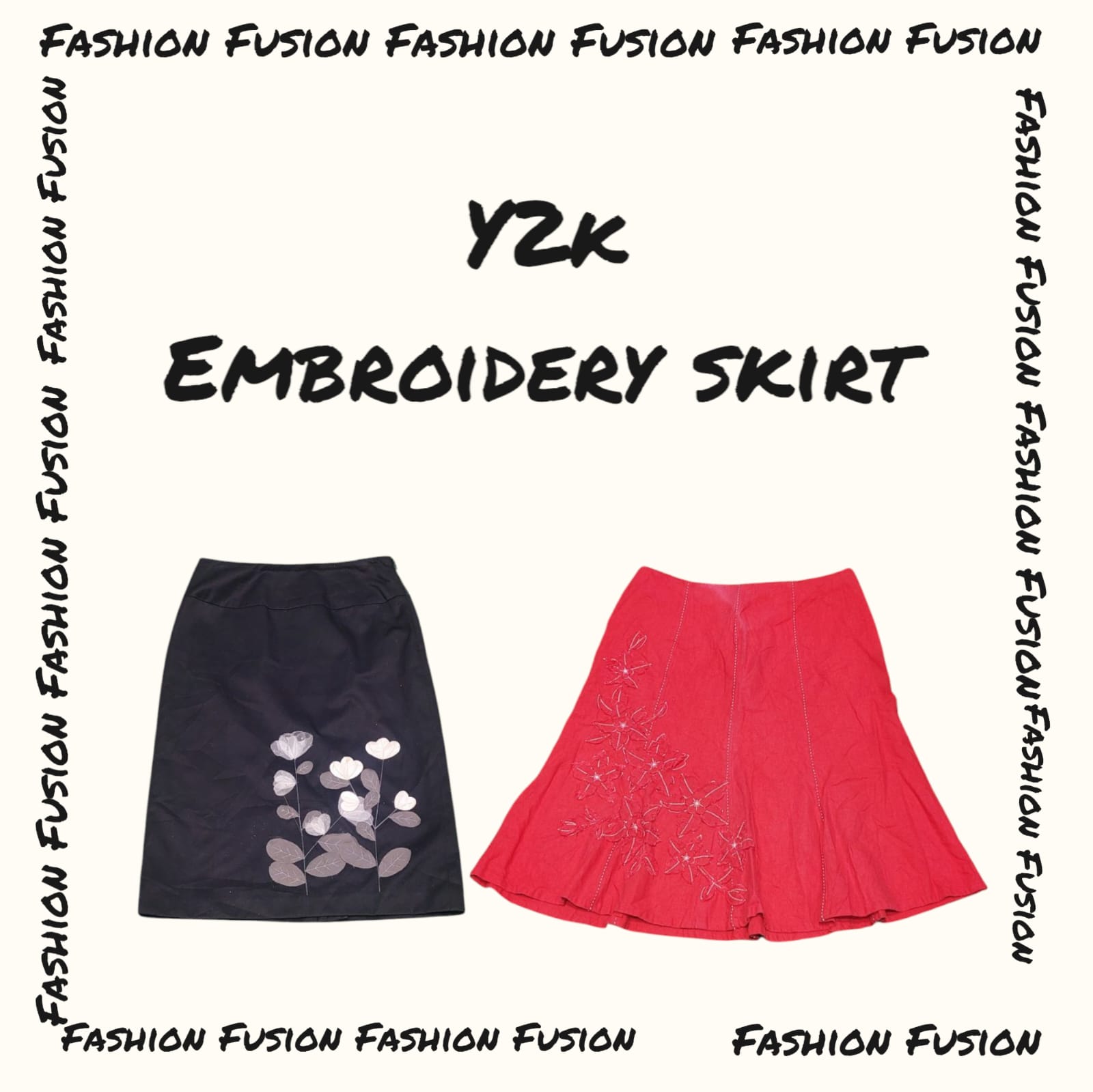 (FF-696) y2k thread detailing cotton Skirt