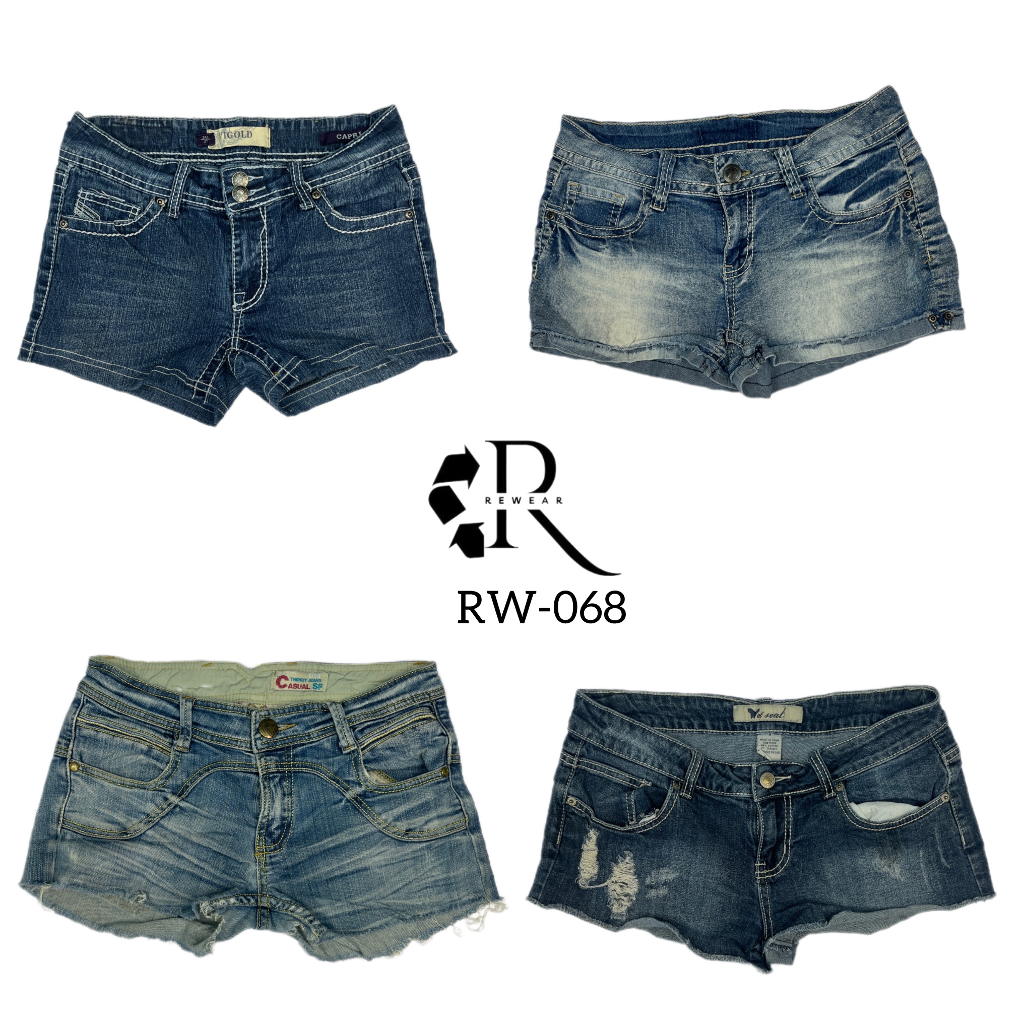 Shorts Mini de Jeans da Era Y2K Cyber Girl (RW-068)