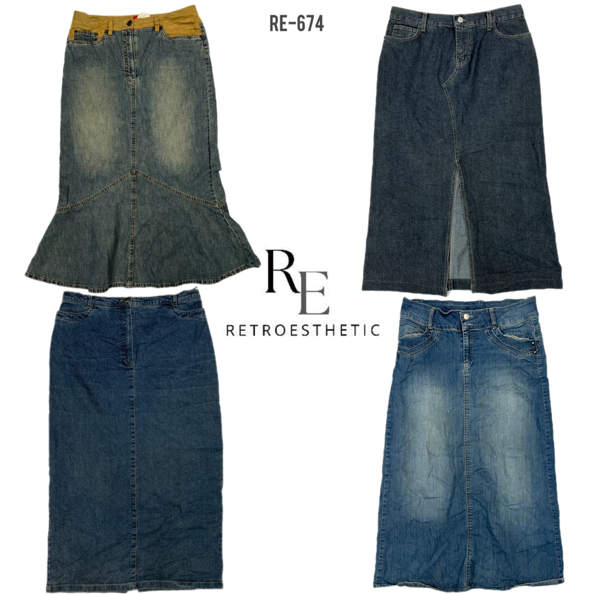 Y2K IT Girl Denim Maxi-Röcke (RE-674)