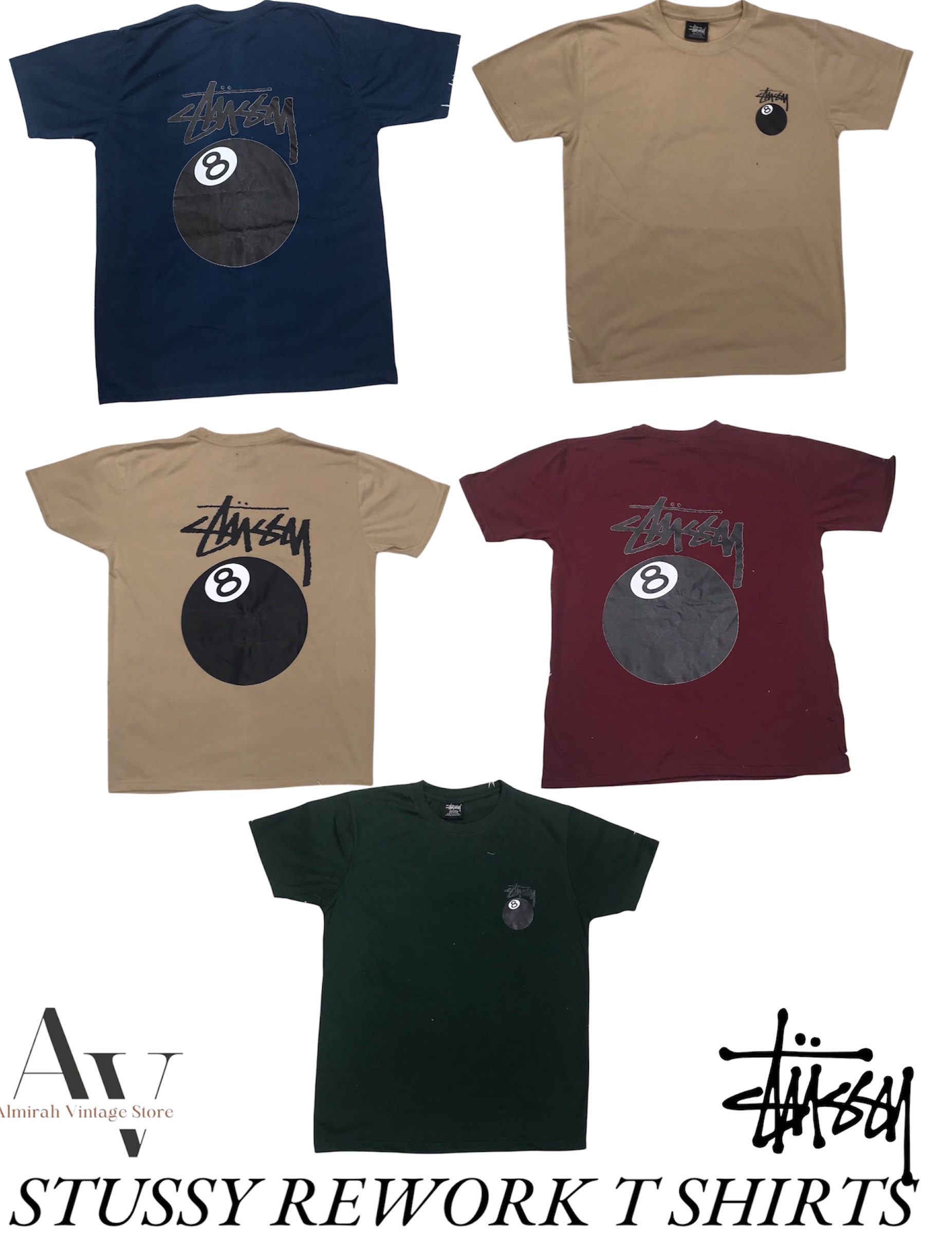 8ball style Stussy t shirts (rework style)