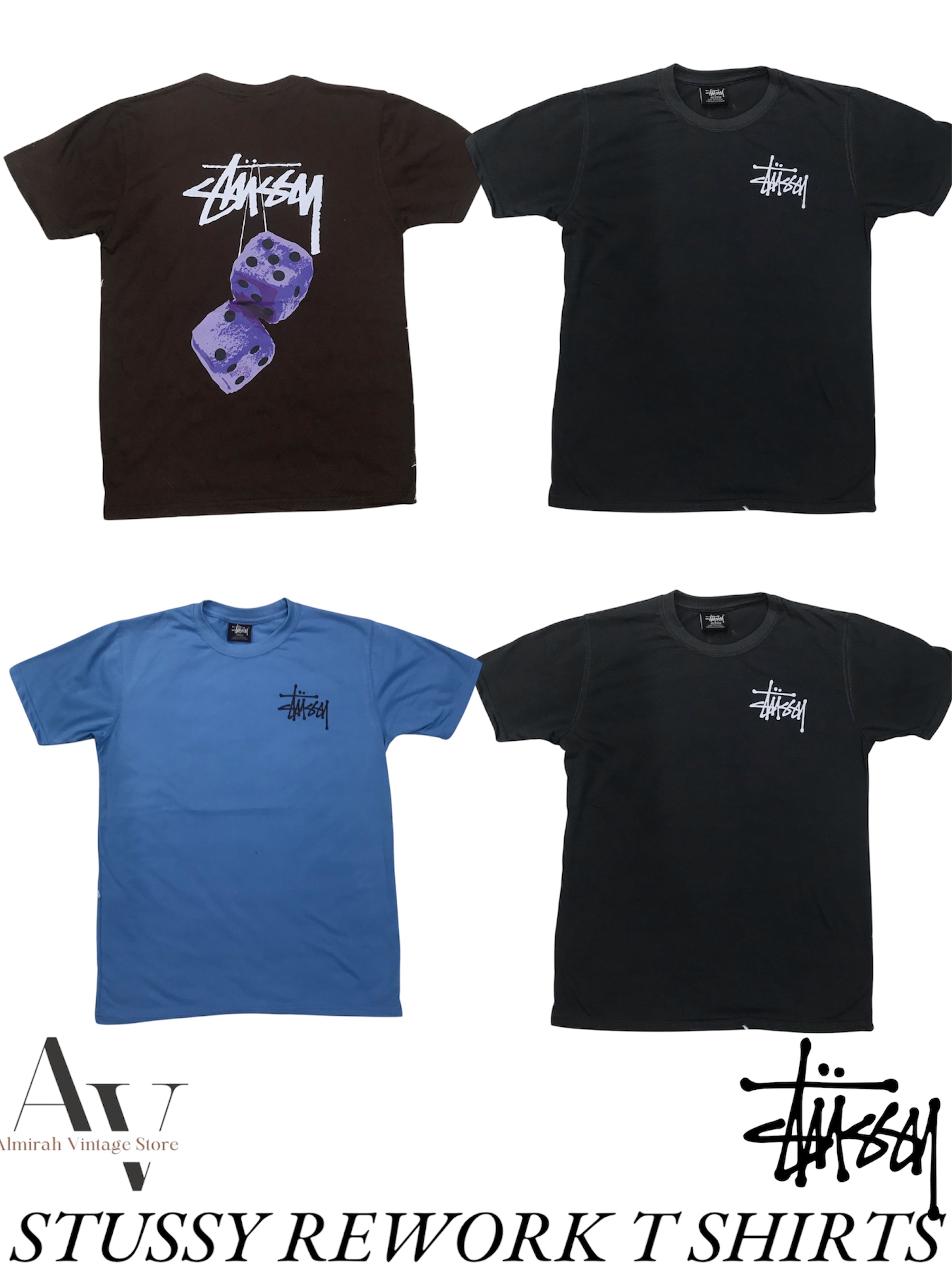 Camisetas estilo dice de Stussy (estilo rework)