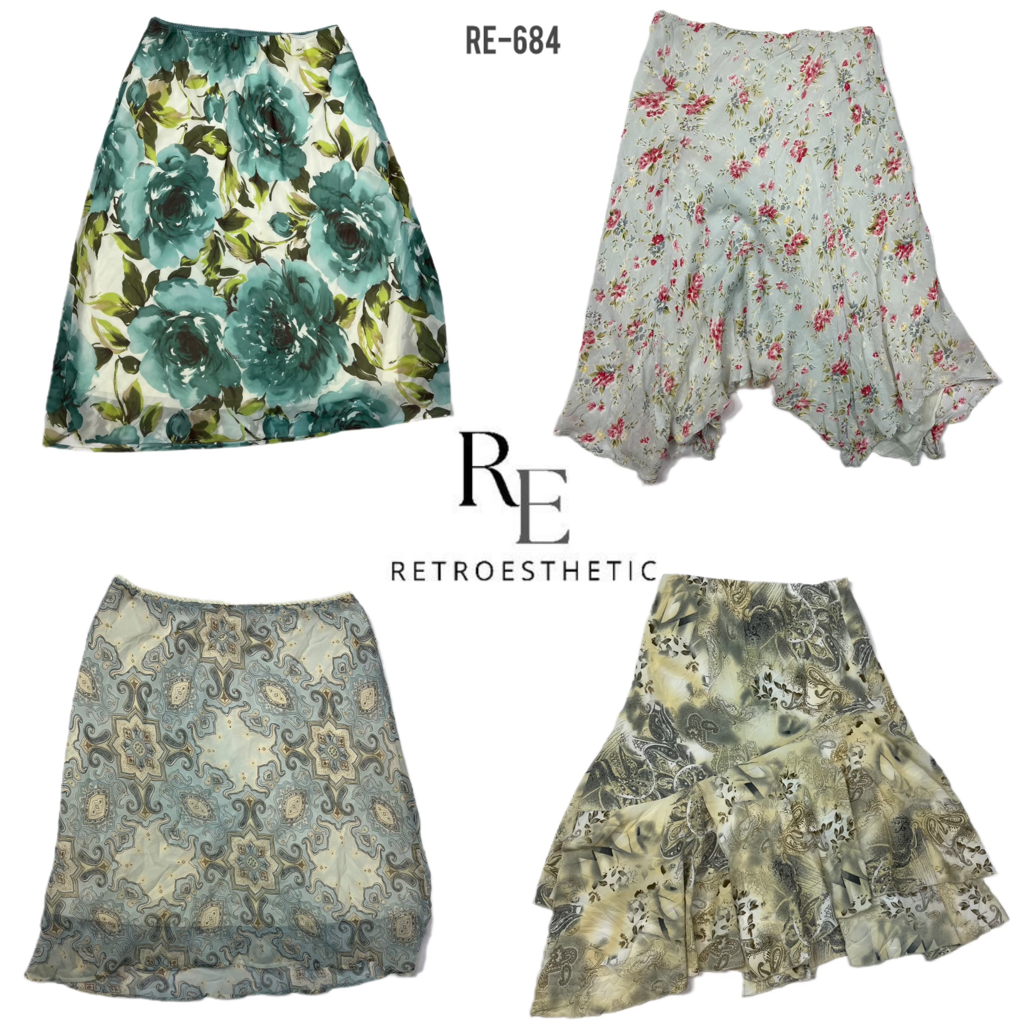 Y2K Blue Ocean Poly Skirts (RE-684)