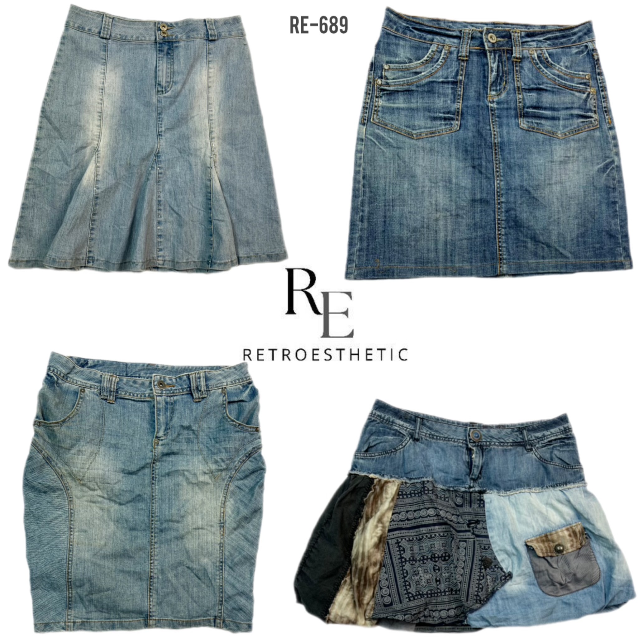 Y2K Unique Denim Mini Skirts (RE-689)