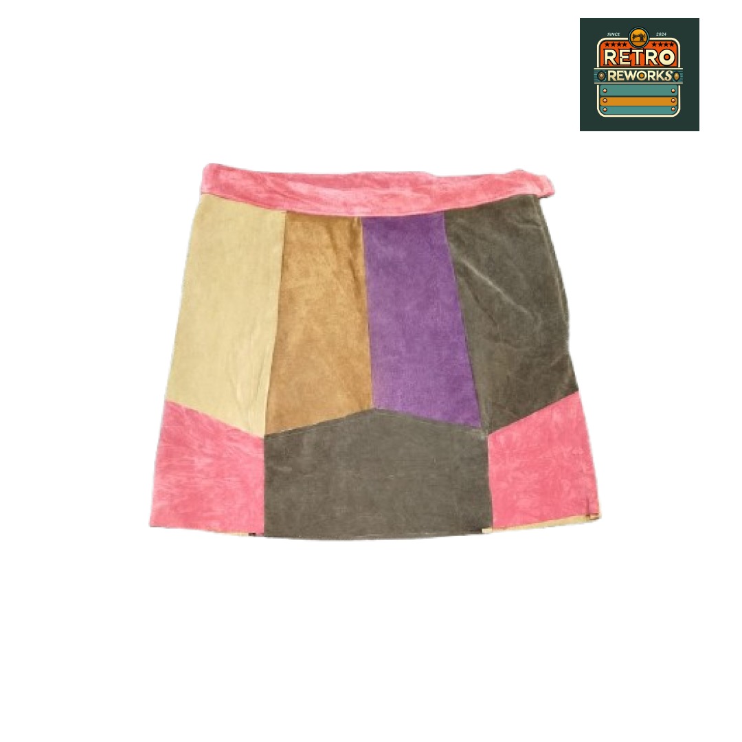SS25 Reworked patchwork mini Suede skirts