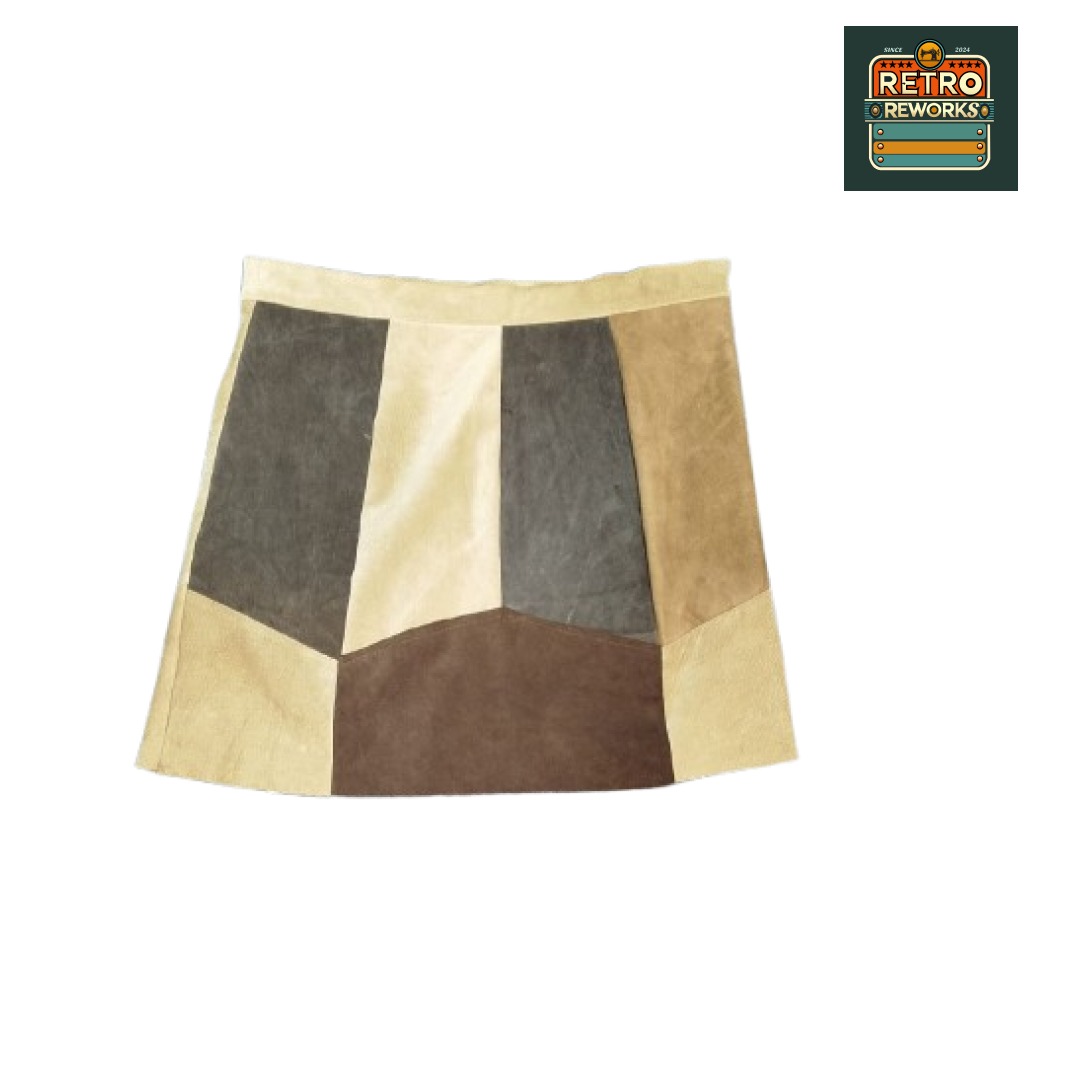 SS25 Reworked patchwork mini Suede skirts