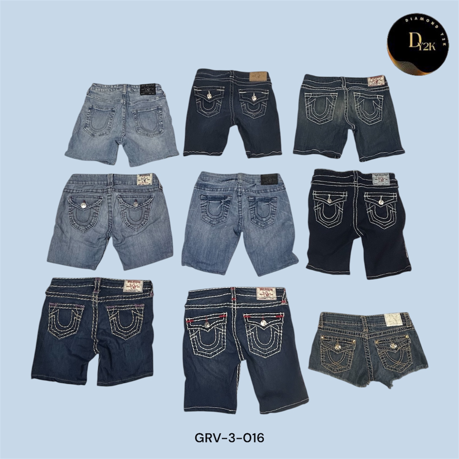 Seltene True Religion Mini Shorts – Ikonische Horseshoe Stitch (GRV-3-016)