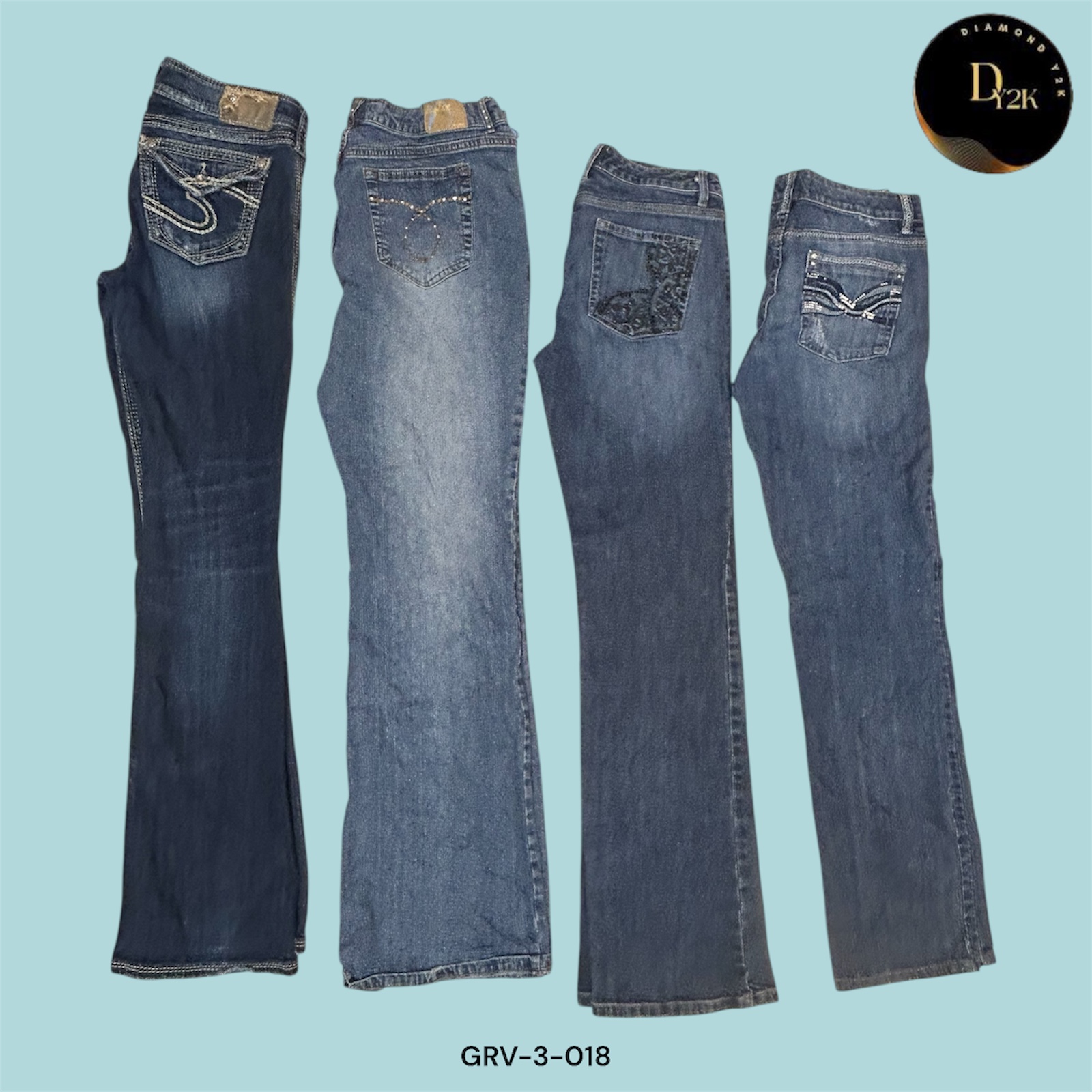 Jeans Flare Clássicos Azuis – Peça Essencial da Moda Y2K (GRV-3-018)