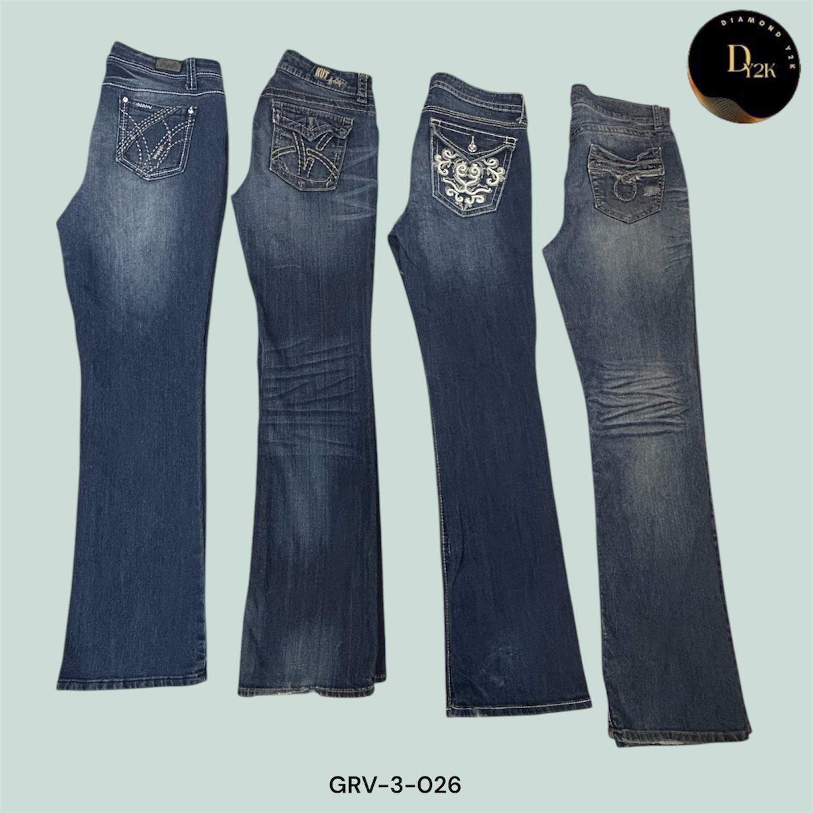 Jeans Flare Y2K Lavagem Escura – Chic Retrô Sem Esforço (GRV-3-026)