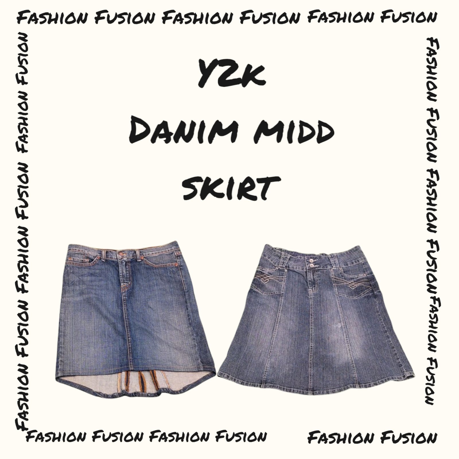 (jupe midi en denim y2k FF-704)