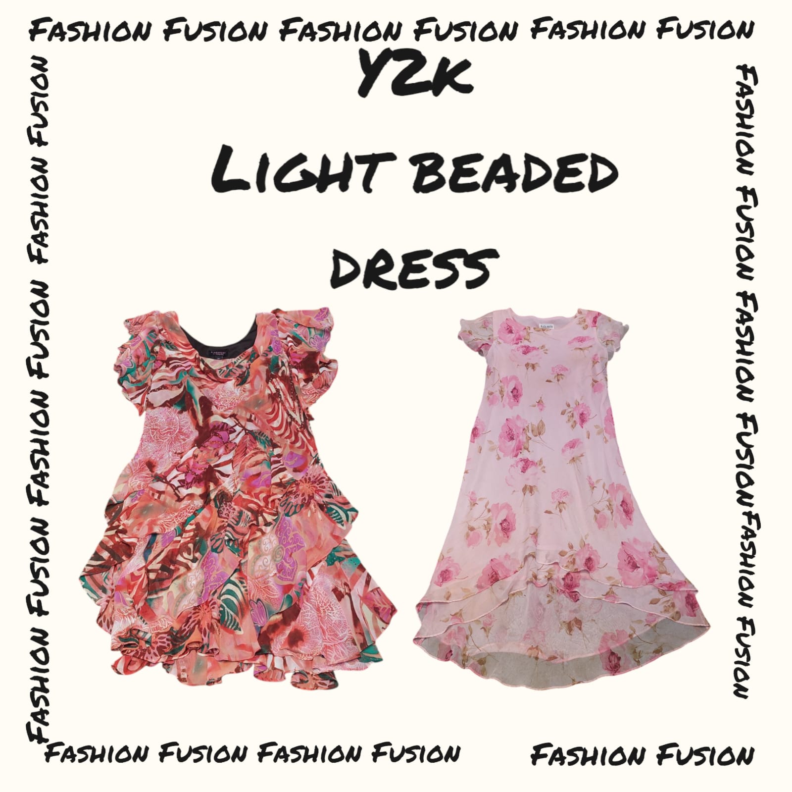 (FF-709) y2k printed light-beaded-Dress