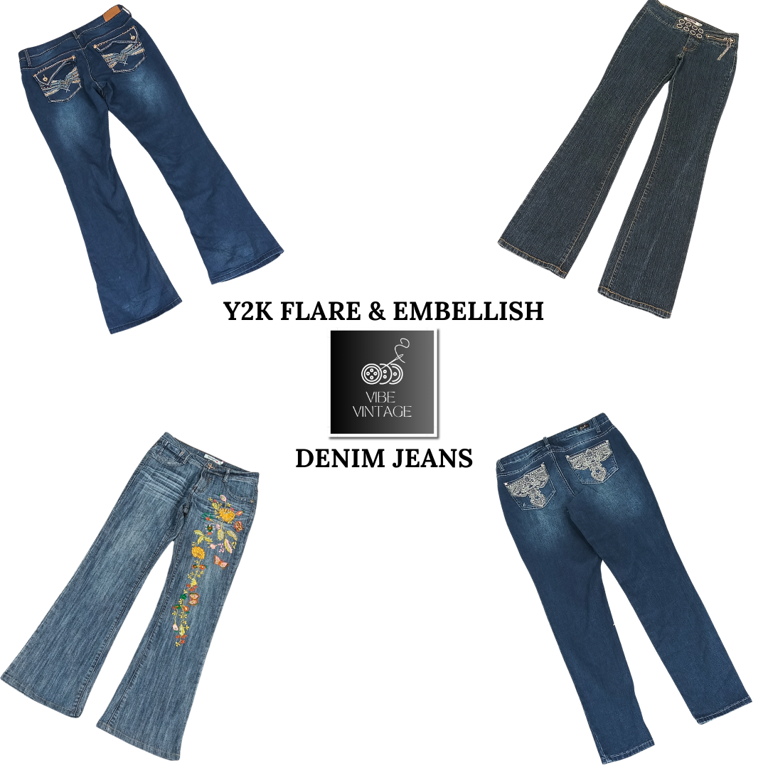 Y2K FLARE & EMBELLISH DENIM JEANS - 25 STÜCK (BUNDLE 1)