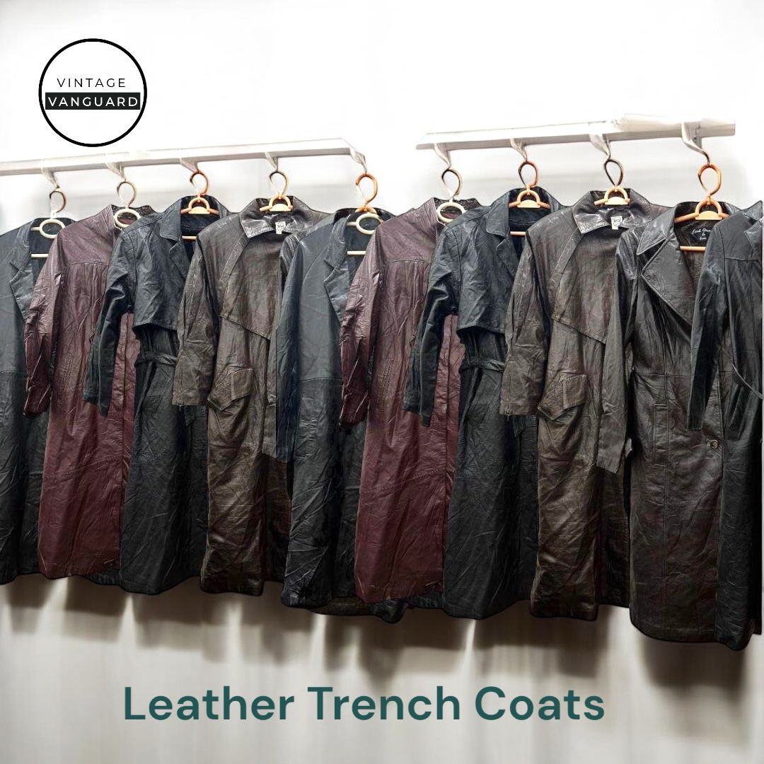 Y2K Leather Trench Coats: 10 Pcs