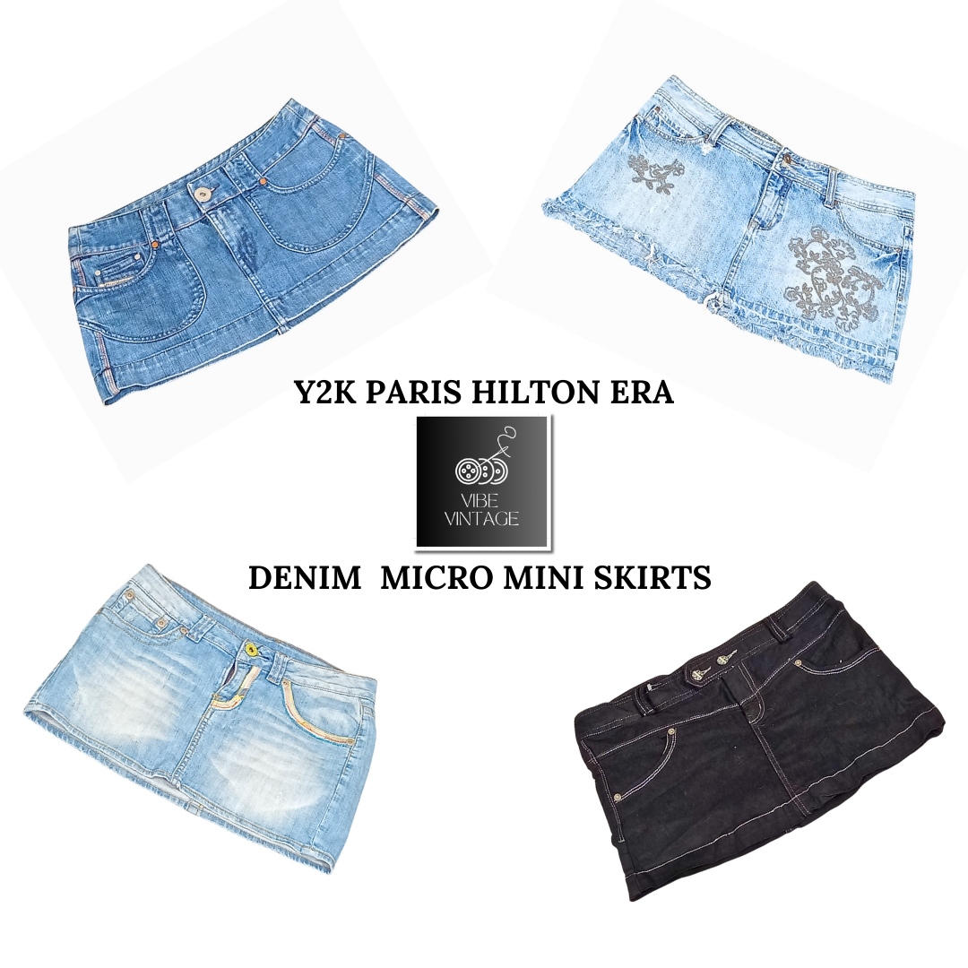 Y2K PARIS HILTON ERA DENIM MICRO MINI SKIRTS - 13 PCS