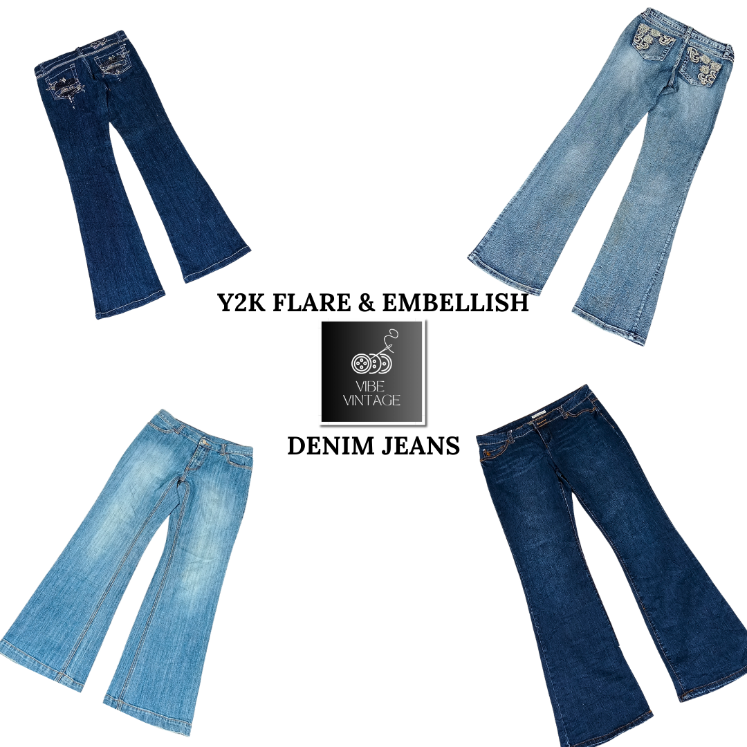 Y2K FLARE & EMBELLISH DENIM JEANS - 25 PCS (BUNDLE 3)