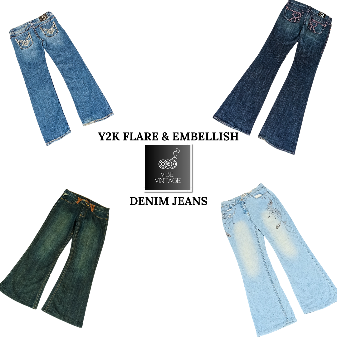 Y2K FLARE & EMBELLISH DENIM JEANS - 32PCS (BUNDLE 4)