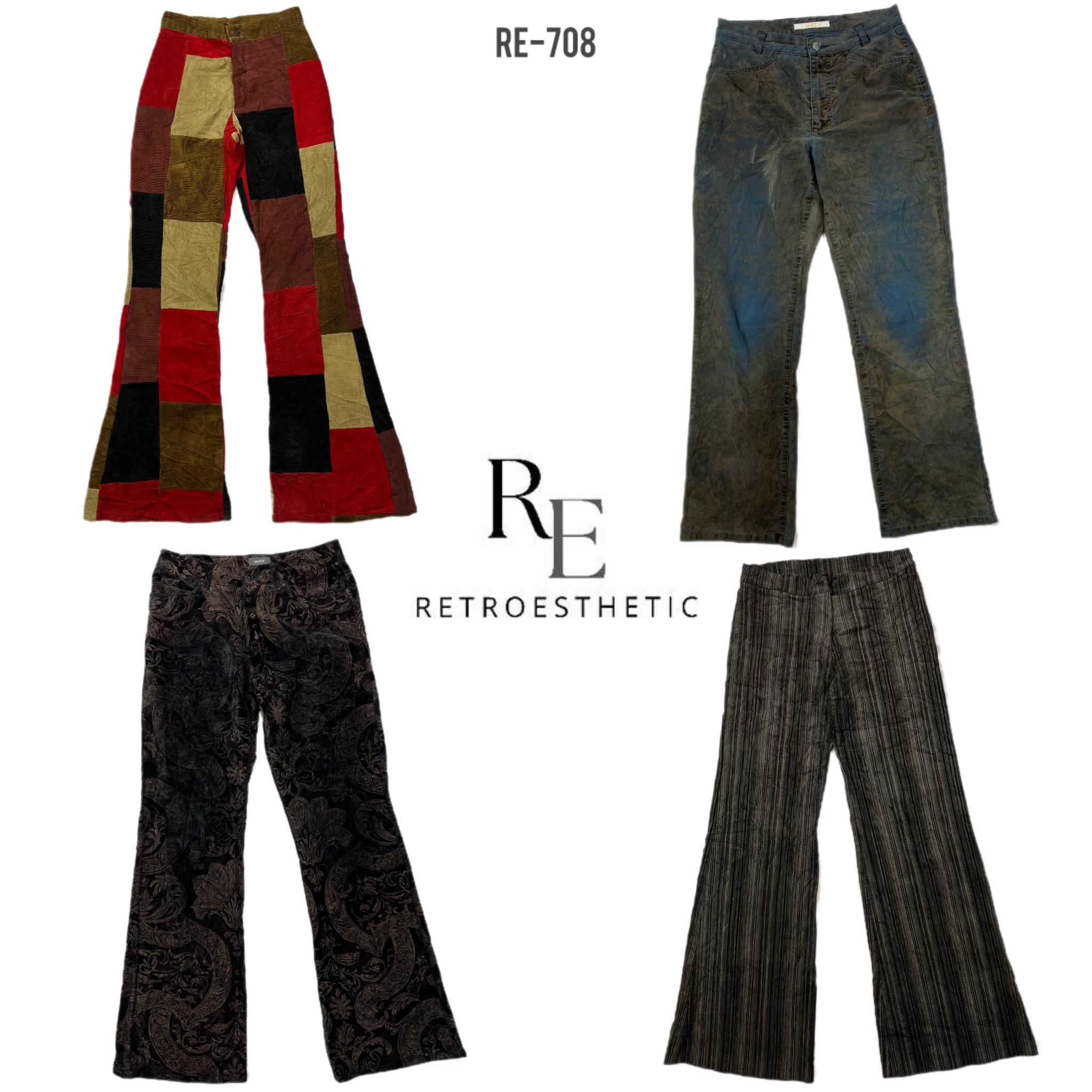 Y2K Unique Flared Corduroy Pants (RE-708)