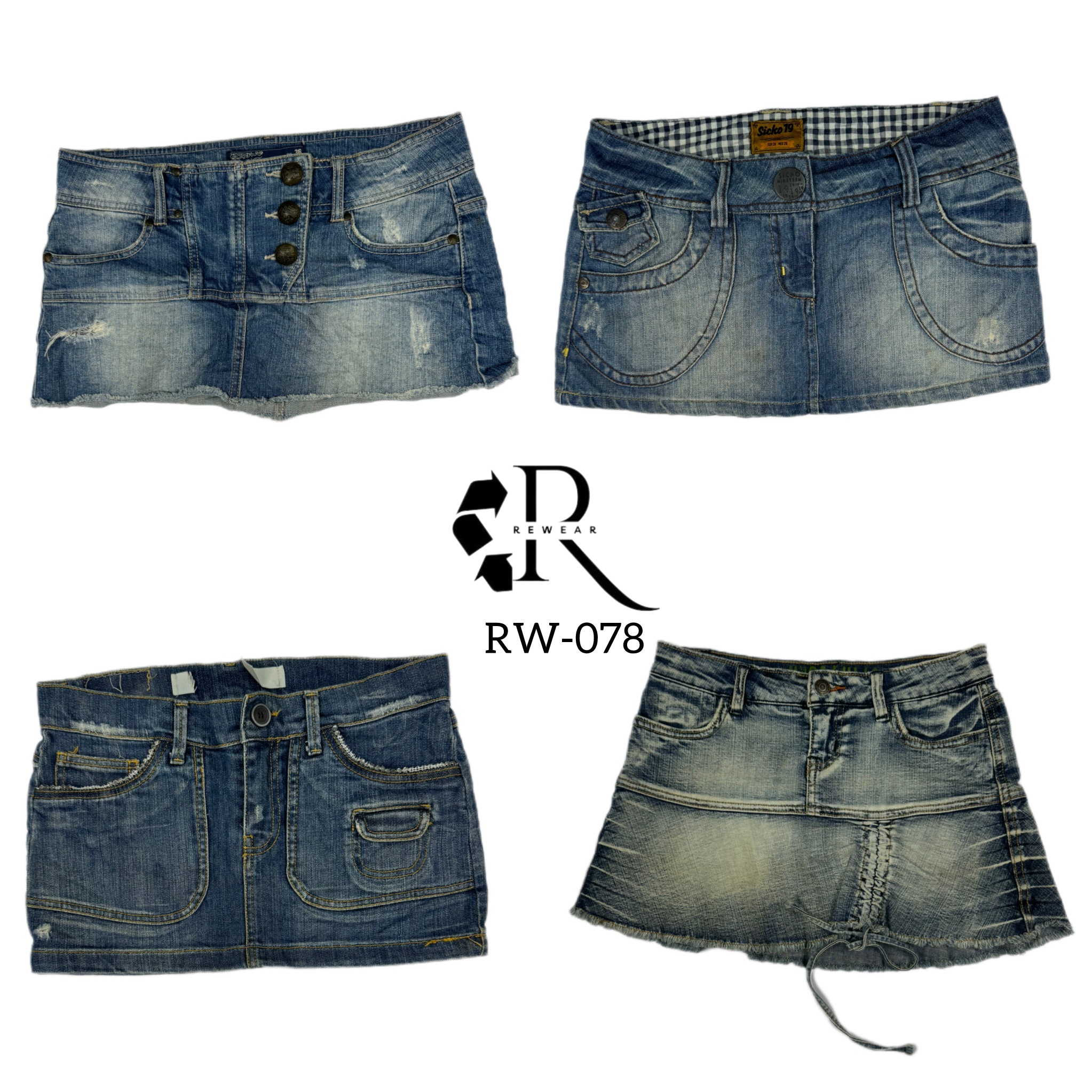 Jupes mini en denim uniques Y2K (RW-078)