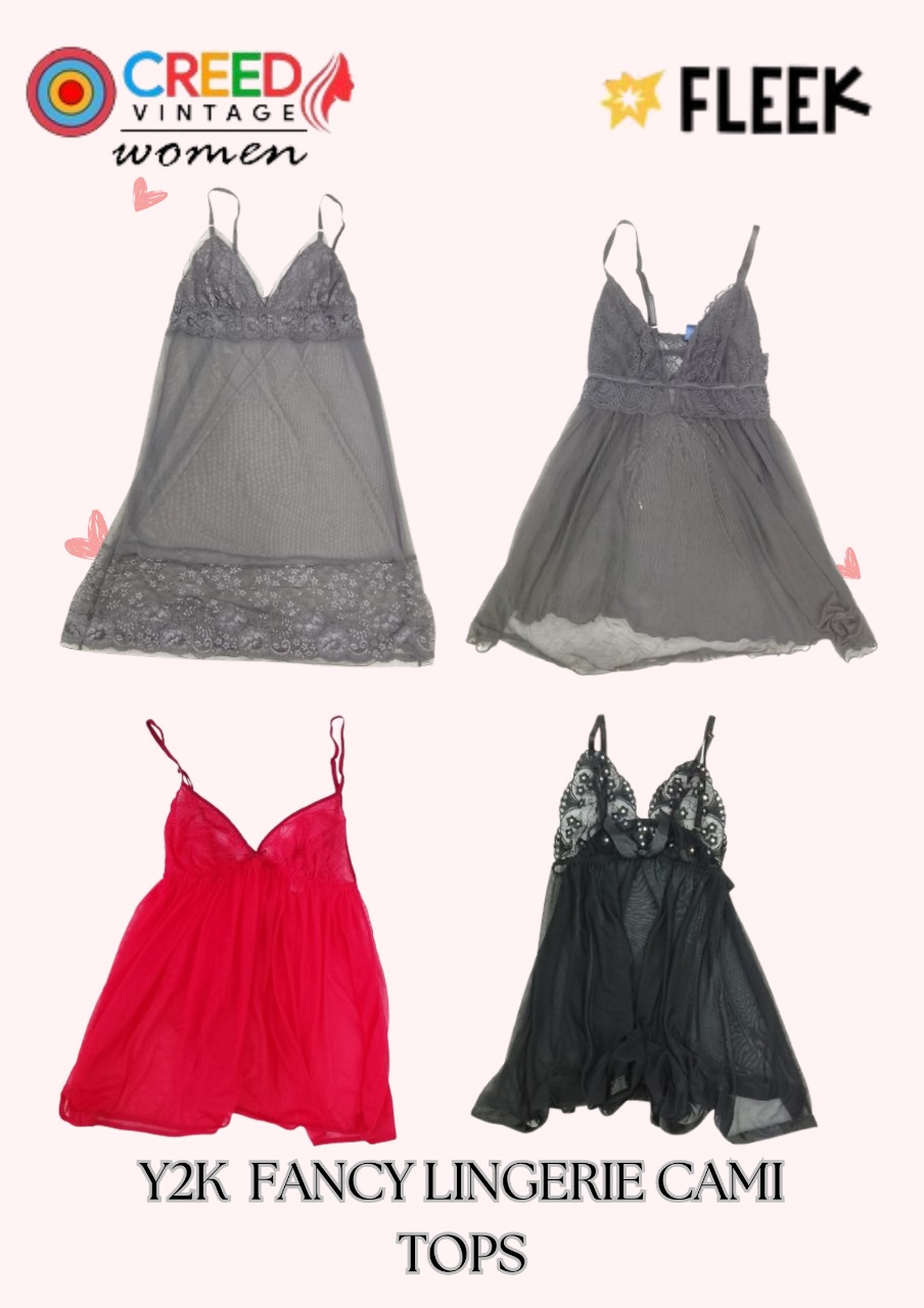 CR3795 Y2K Fancy Lingerie Cami Top - 12 Pcs