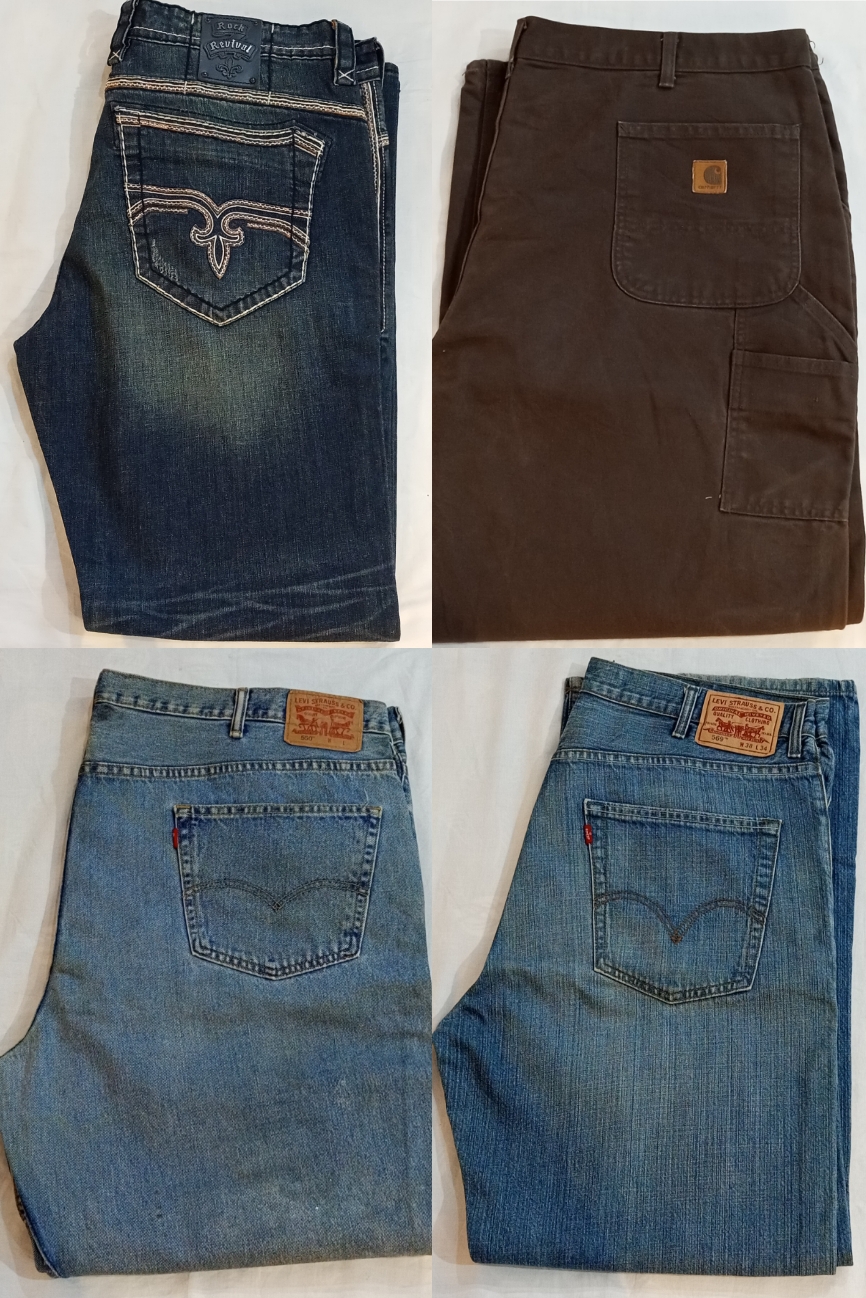 Mixed Branded Baggy Jeans (Levi's, RockRevival, Carhartt)
