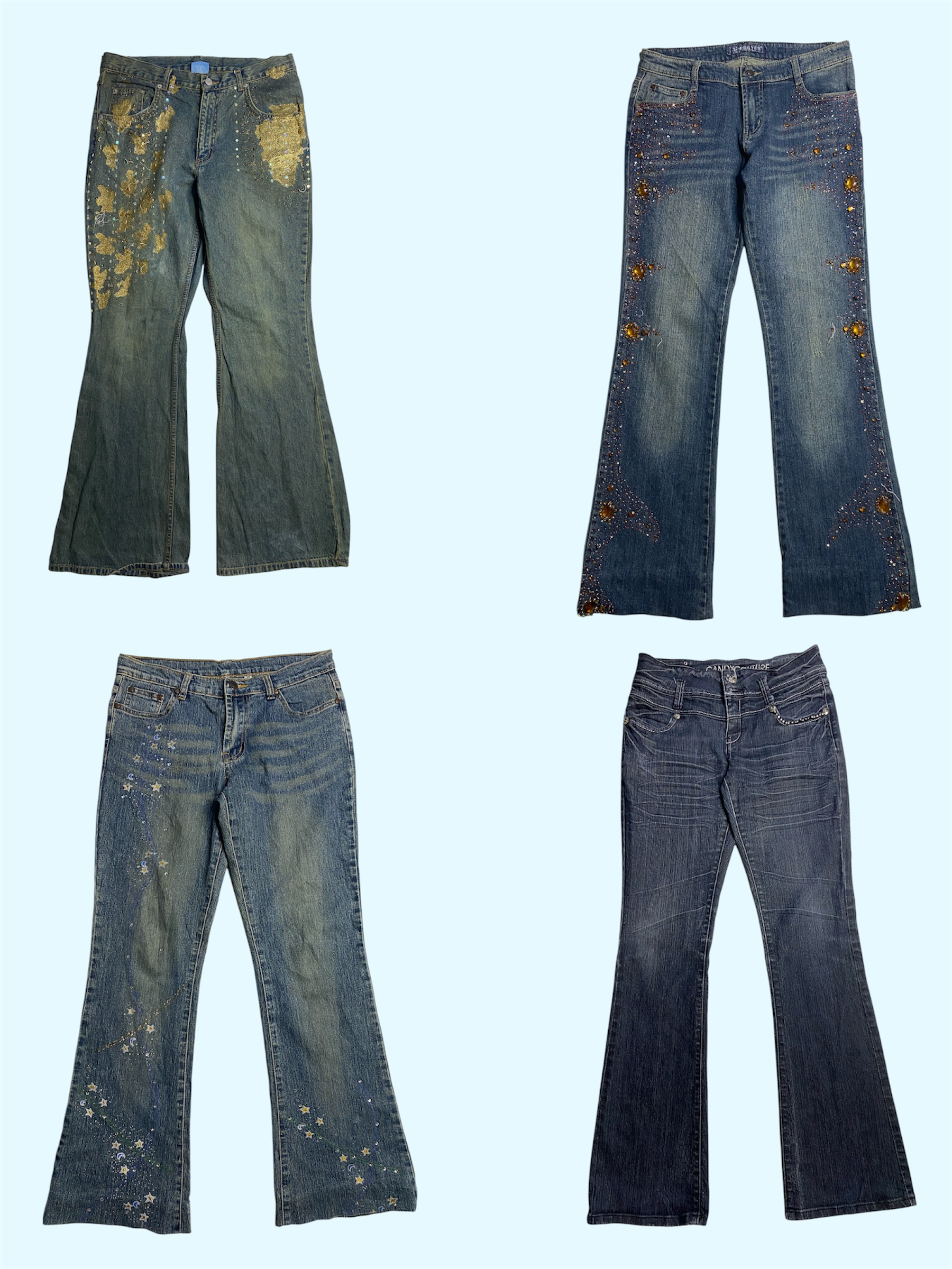 Y2K Flare Frenzy : Rêves en Denim avec Paillettes, Glamour et Jeans Groove (TS-388)